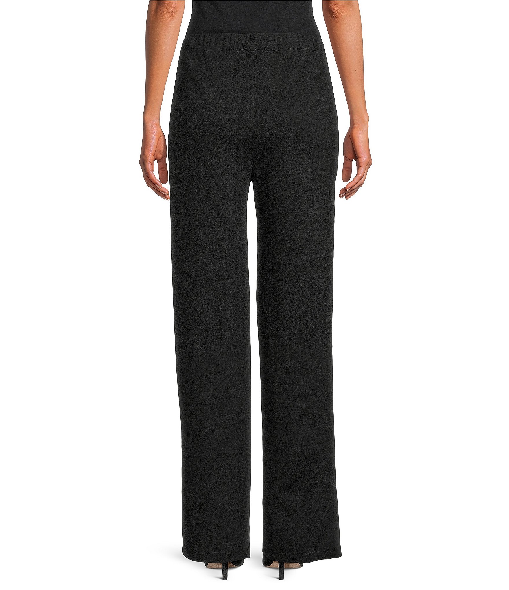 Ali Miles Petite Size Knit Flared Leg Pull-On Pants