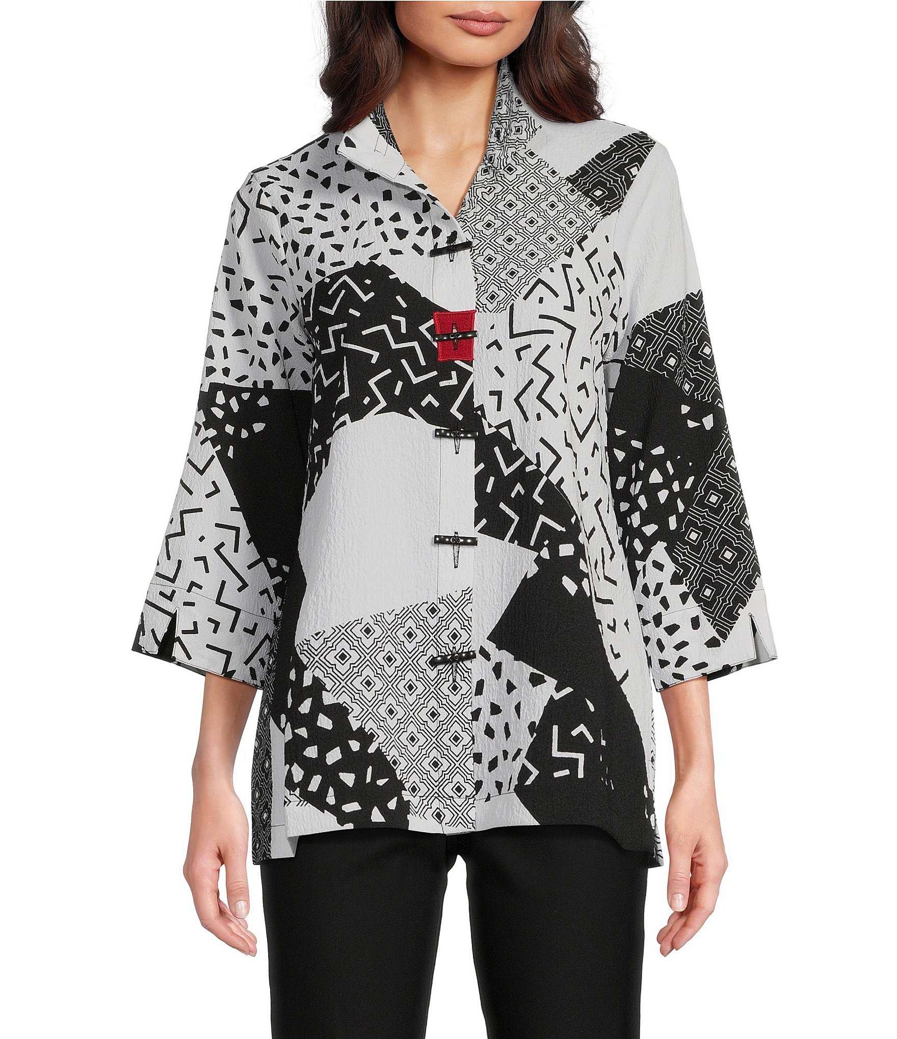 Ali Miles Petite Size Woven Geometric Abstract Print Wire