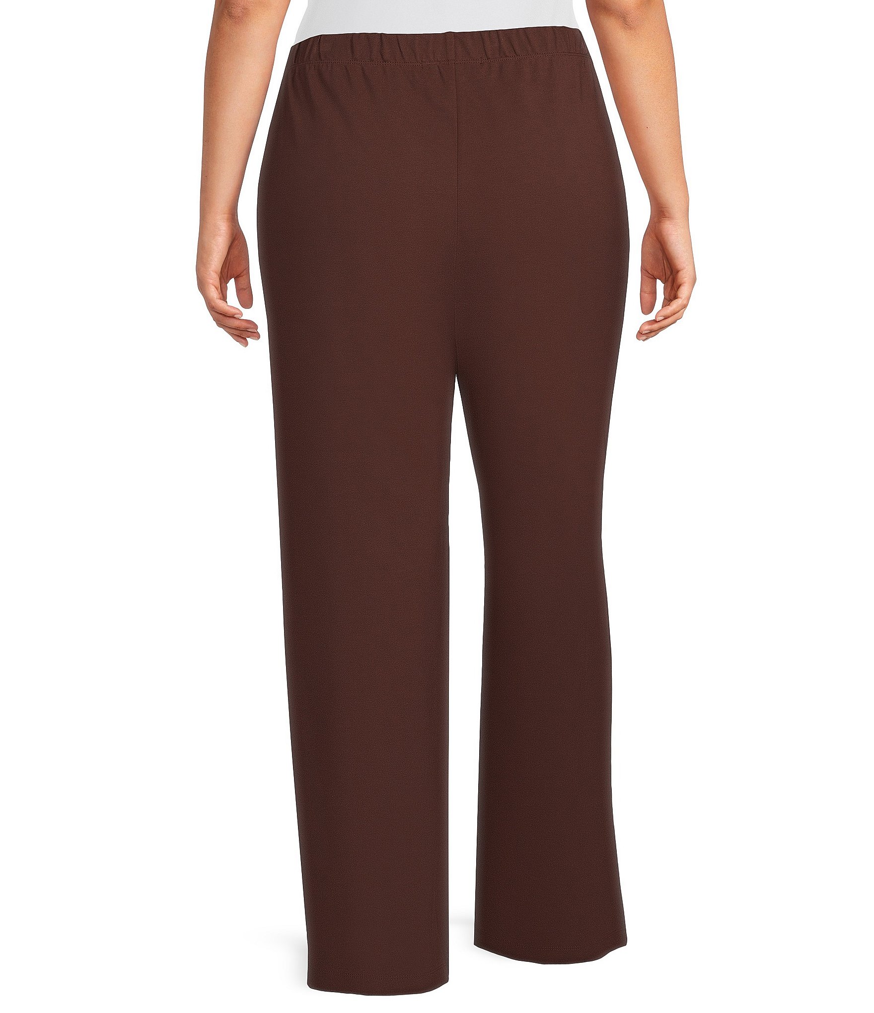 Ali Miles Plus Size Knit Flared Leg Pull-On Pant