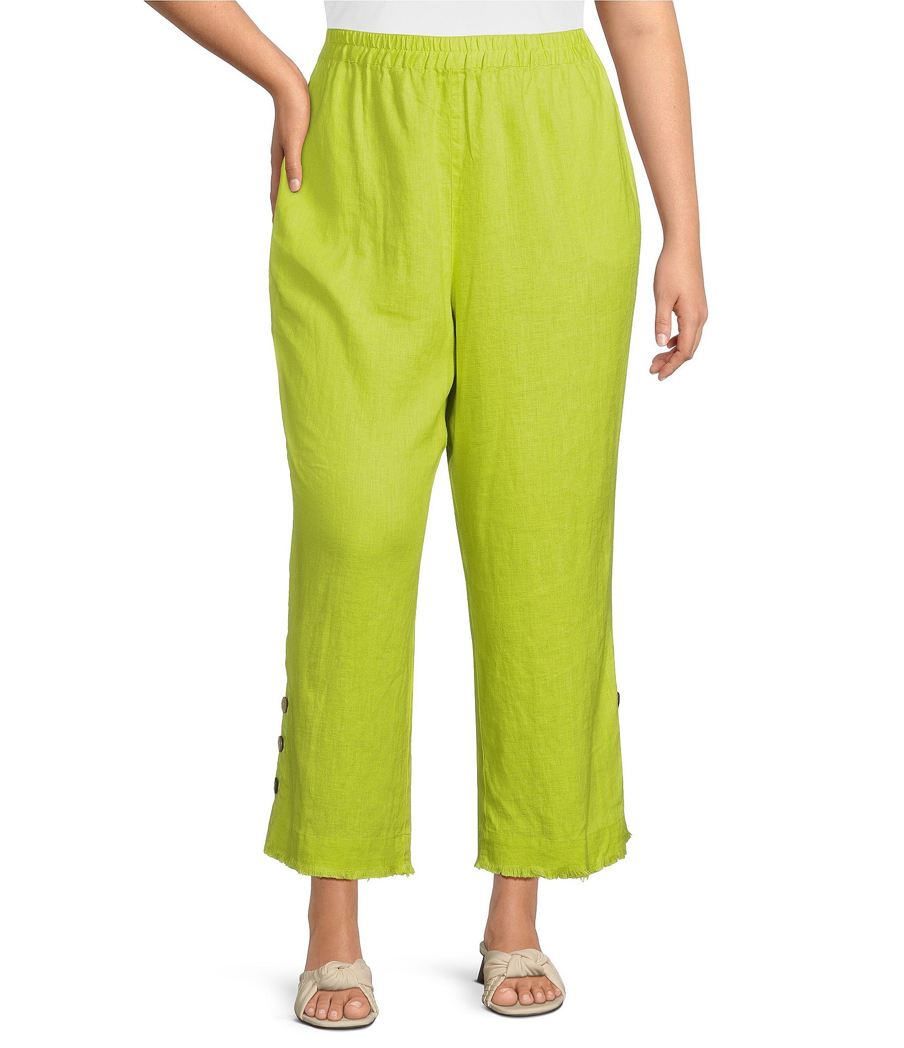 Ali Miles Plus Size Pull-On Wide-Leg Crop Pants | Dillard's