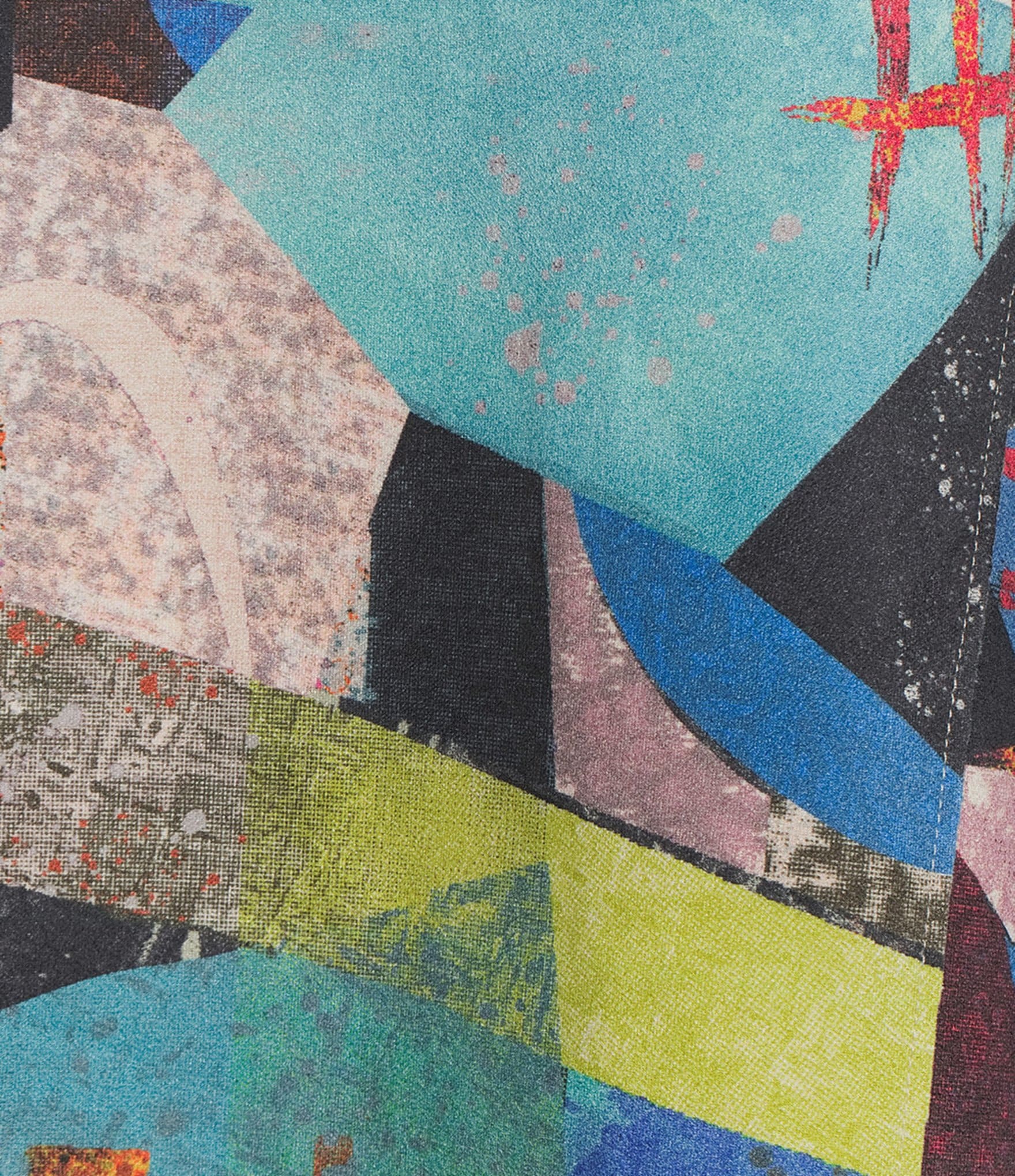 Ali Miles Plus Size Woven Abstract Multi Print Wire Collar 3/4 Bell Cuff Sleeve Button-Front Jacket