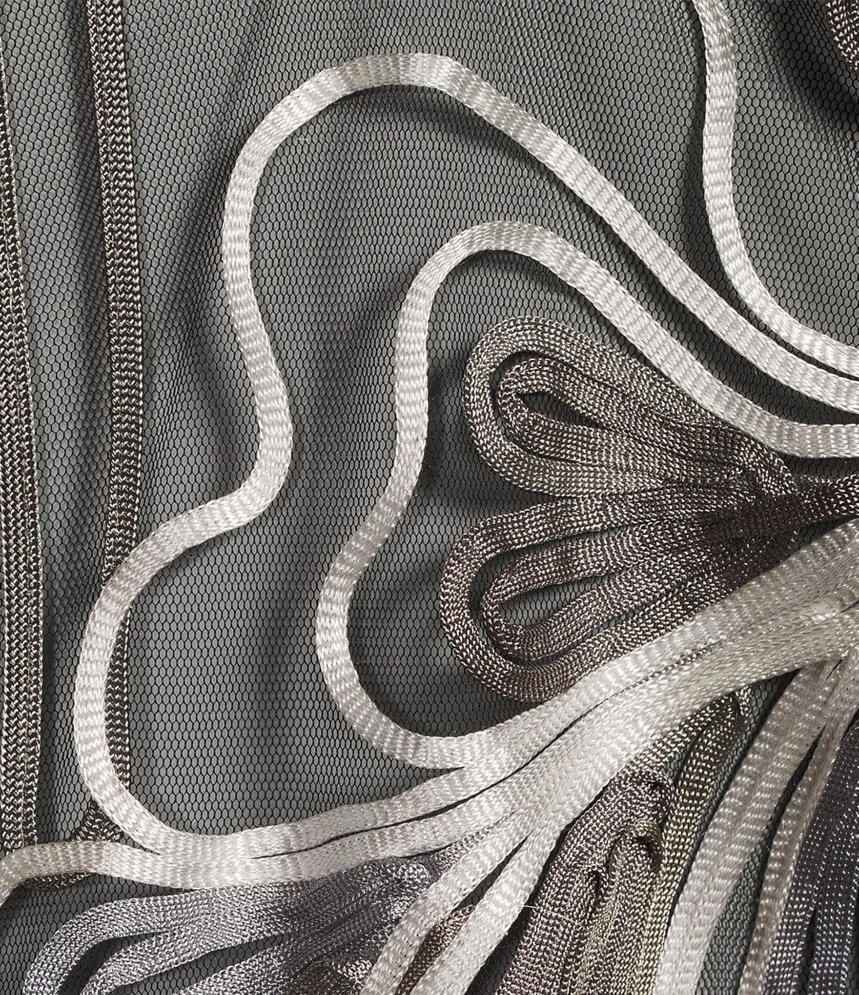 Ali Miles Plus Size Woven Satin Soutache Leaf Stripe Wire Collar 3/4 Sleeve Button-Front Tunic