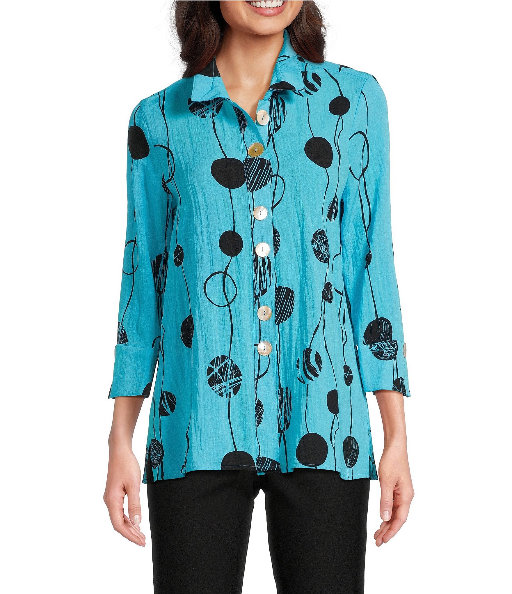 Pleated Front Tunic - Oxford Navy Solids | NYDJ