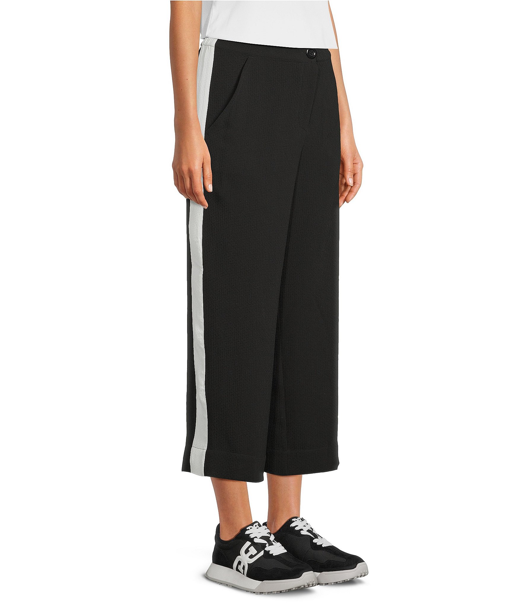 Ali Miles Straight Leg Side Stripe Cropped Pants