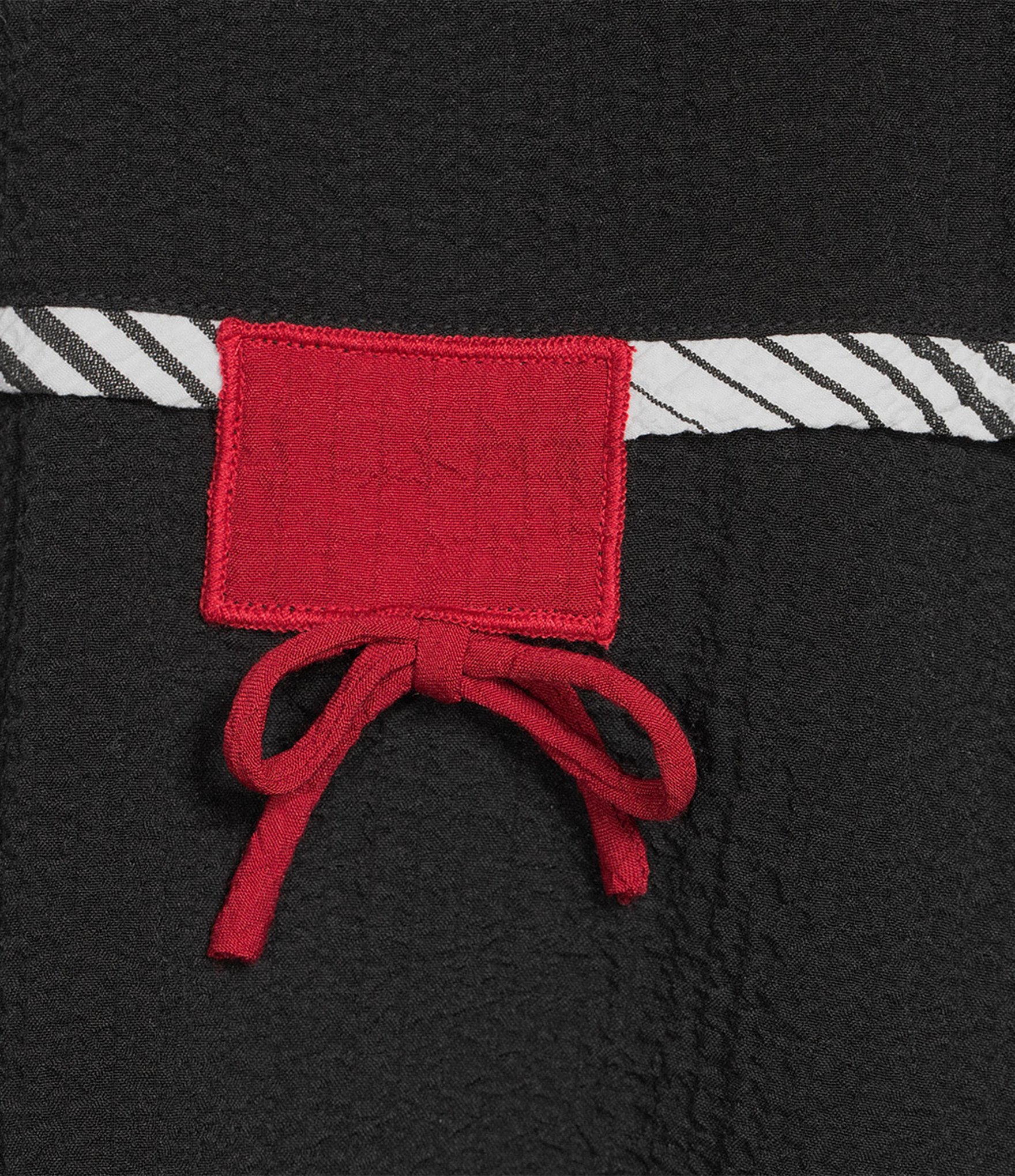 Ali Miles Textured Yarn-Dyed Ombre Stripe Point Collar 3/4 Sleeve Button Front Tunic