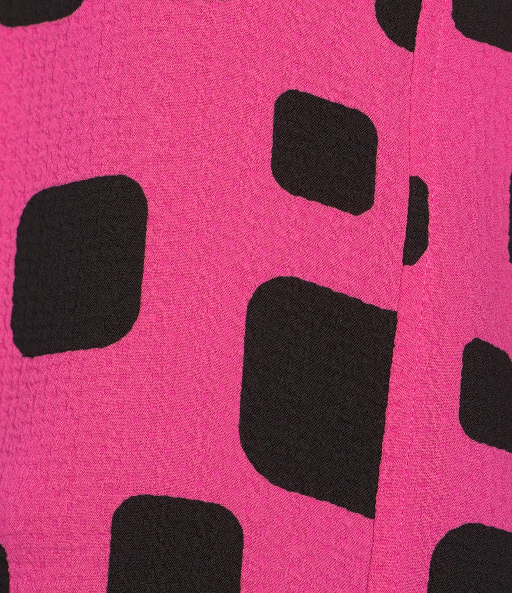 Ali Miles Woven Multi Square Print Round Neck 3/4 Sleeve Cinched Tie Cuff Pullover Top