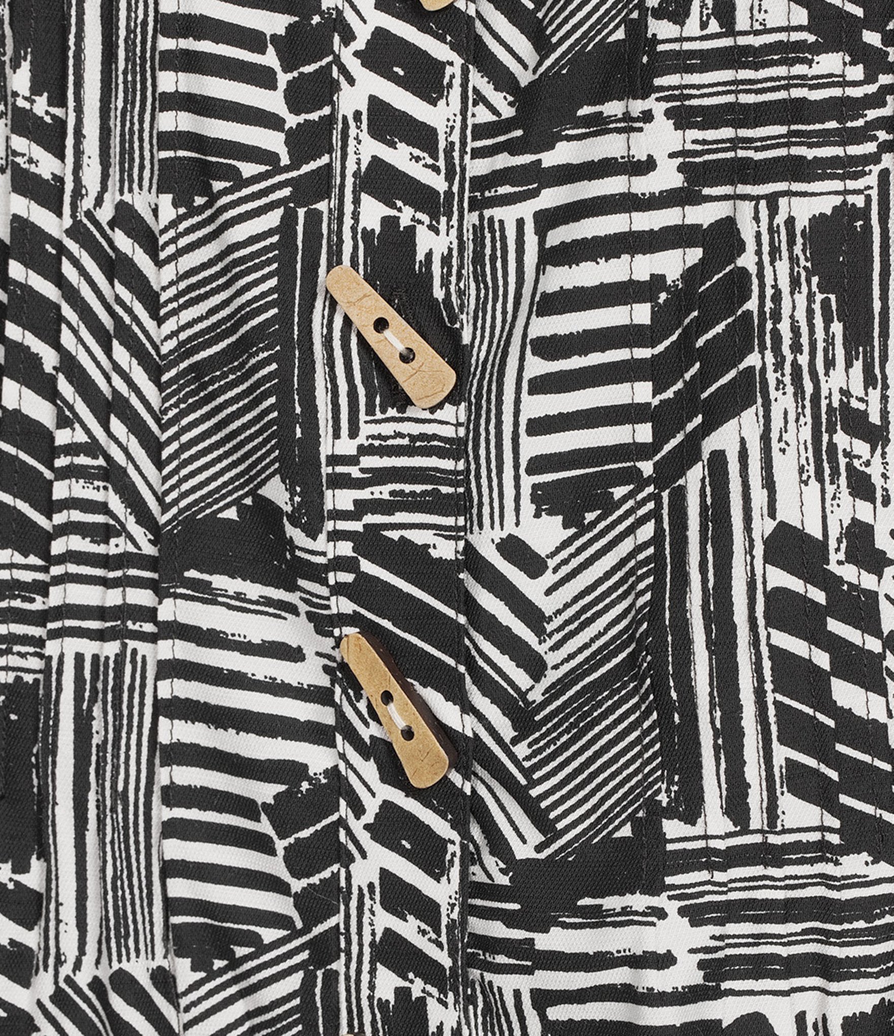 Ali Miles Woven Printed Point Collar 3/4 Roll-Tab Sleeve Button Front Tunic