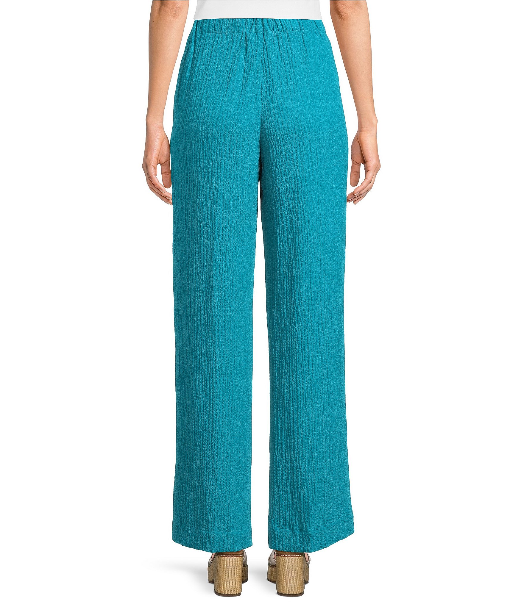 Ali Miles Woven Pull On Wide Leg Ankle Length Pants