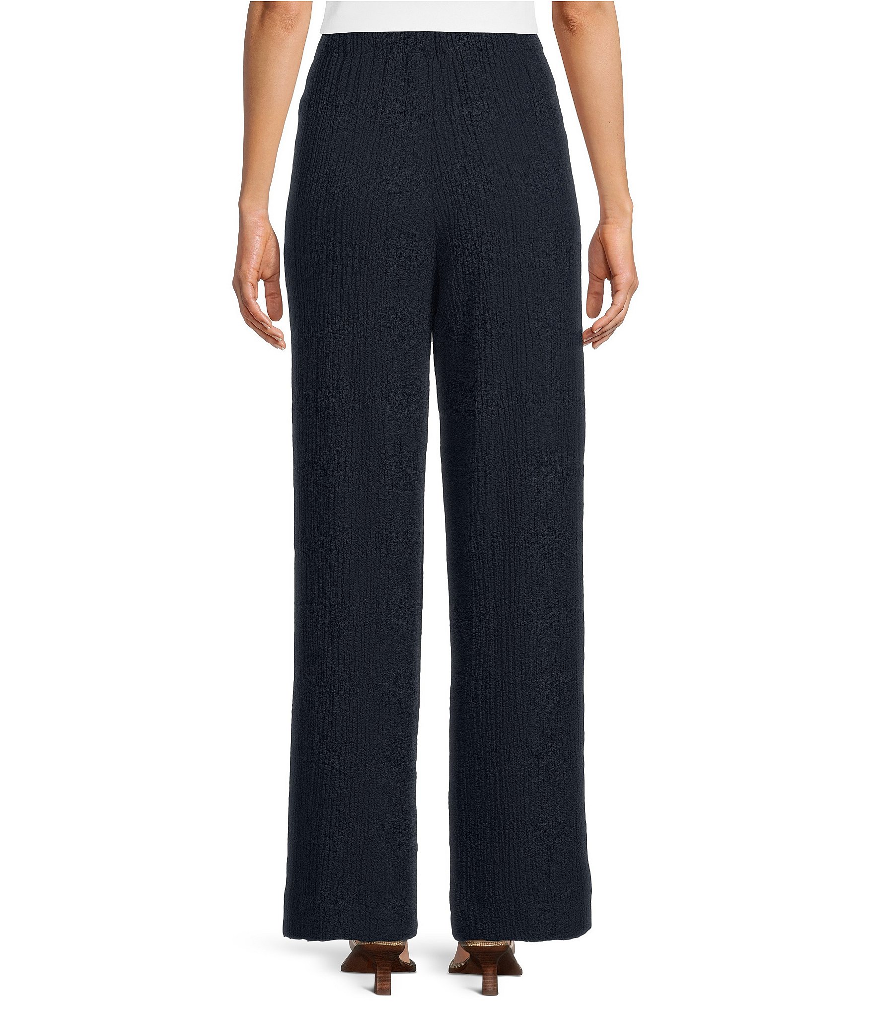 Ali Miles Woven Pull On Wide Leg Ankle Length Pants