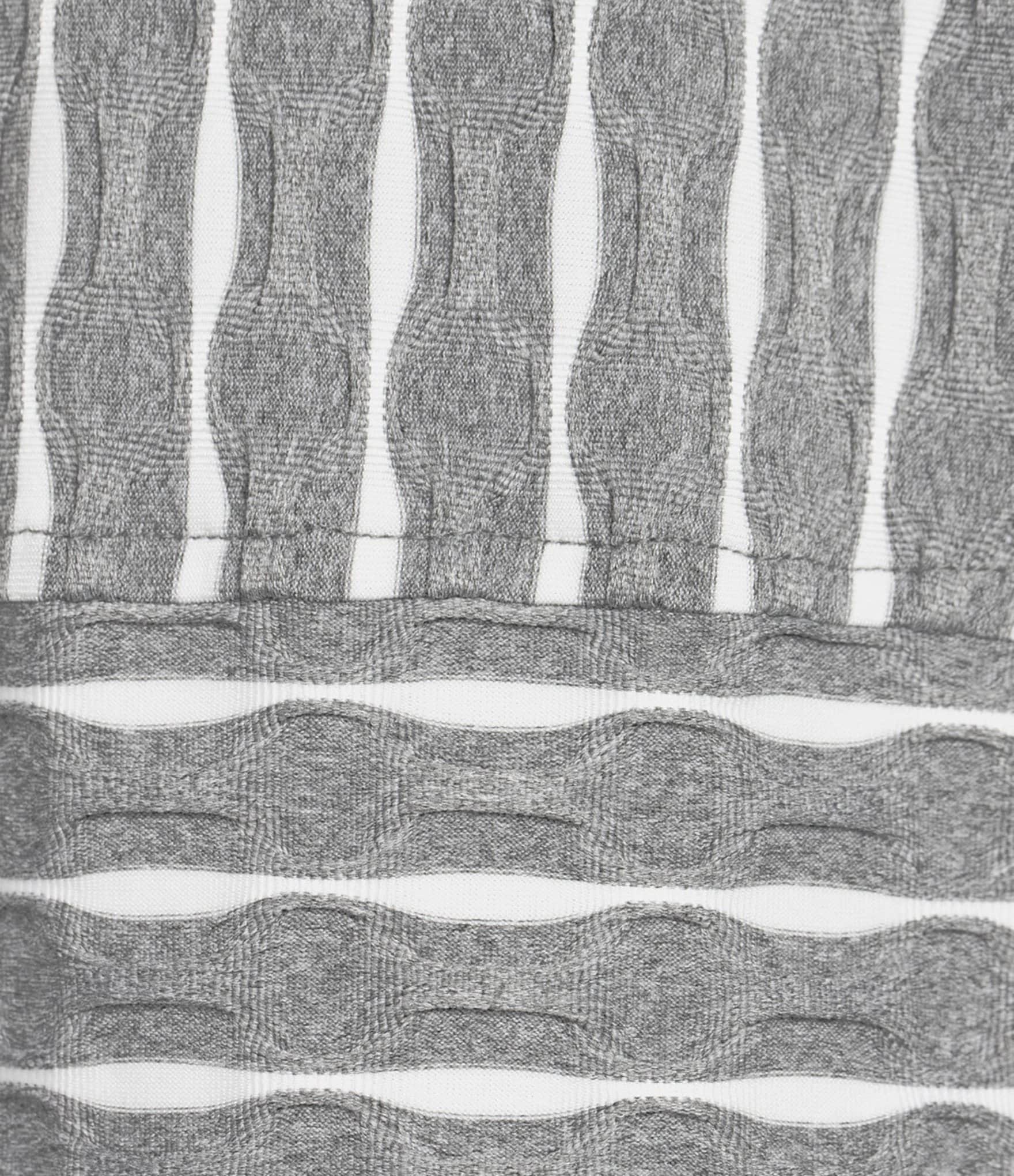 Ali Miles Yarn-Dye Jacquard Knit Striped Point Collar Long Sleeve Button Front Top