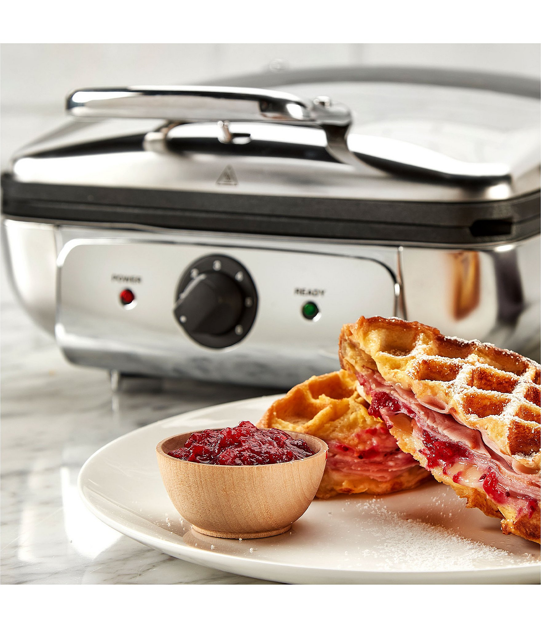 All-Clad Gourmet Stainless Steel Belgian Waffle Maker with Removable Plates, 4 Slice