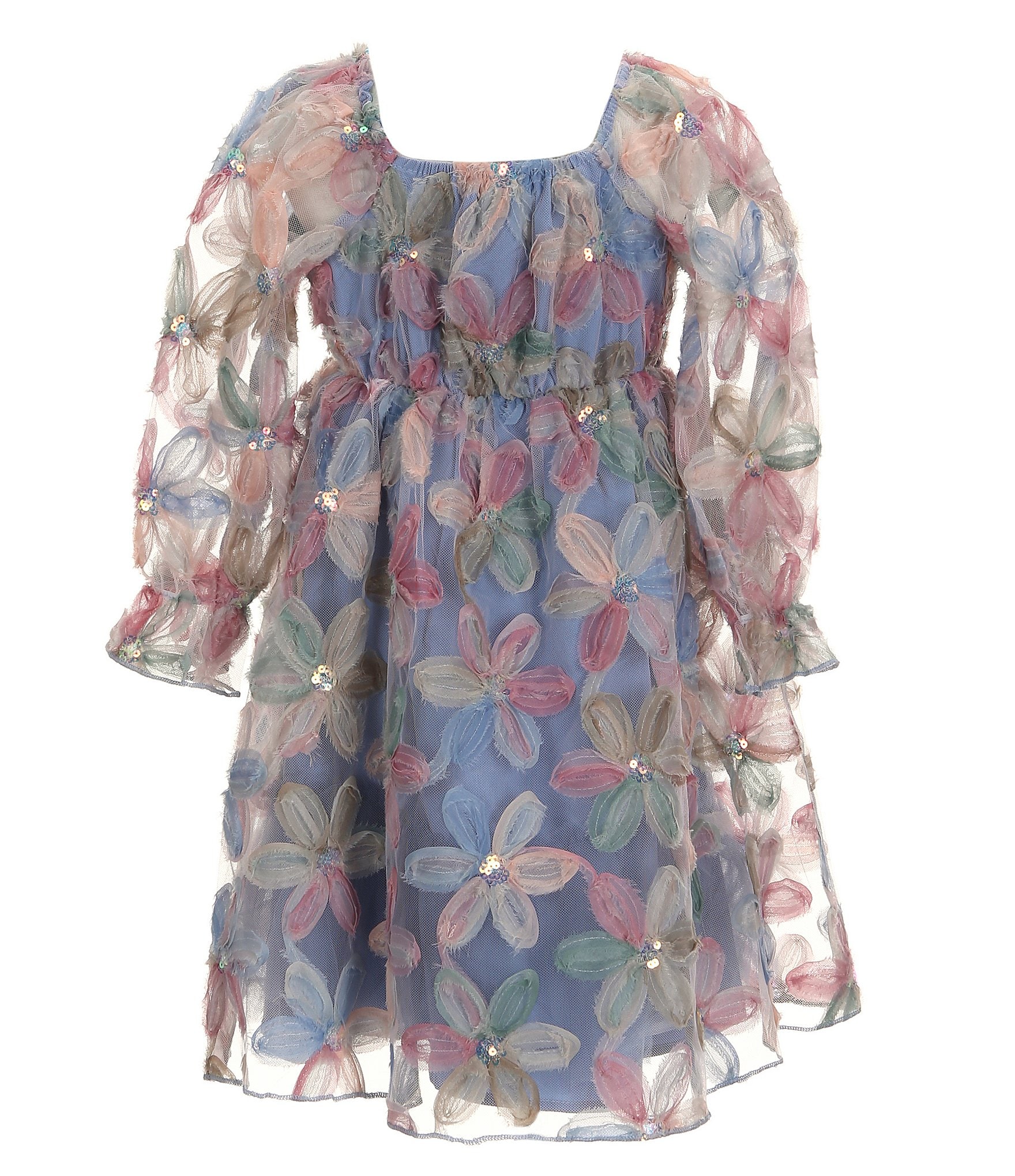 Allison & Kelly Big Girls 7-16 Blouson Sleeve Floral-Soutache Fit & Flare Dress