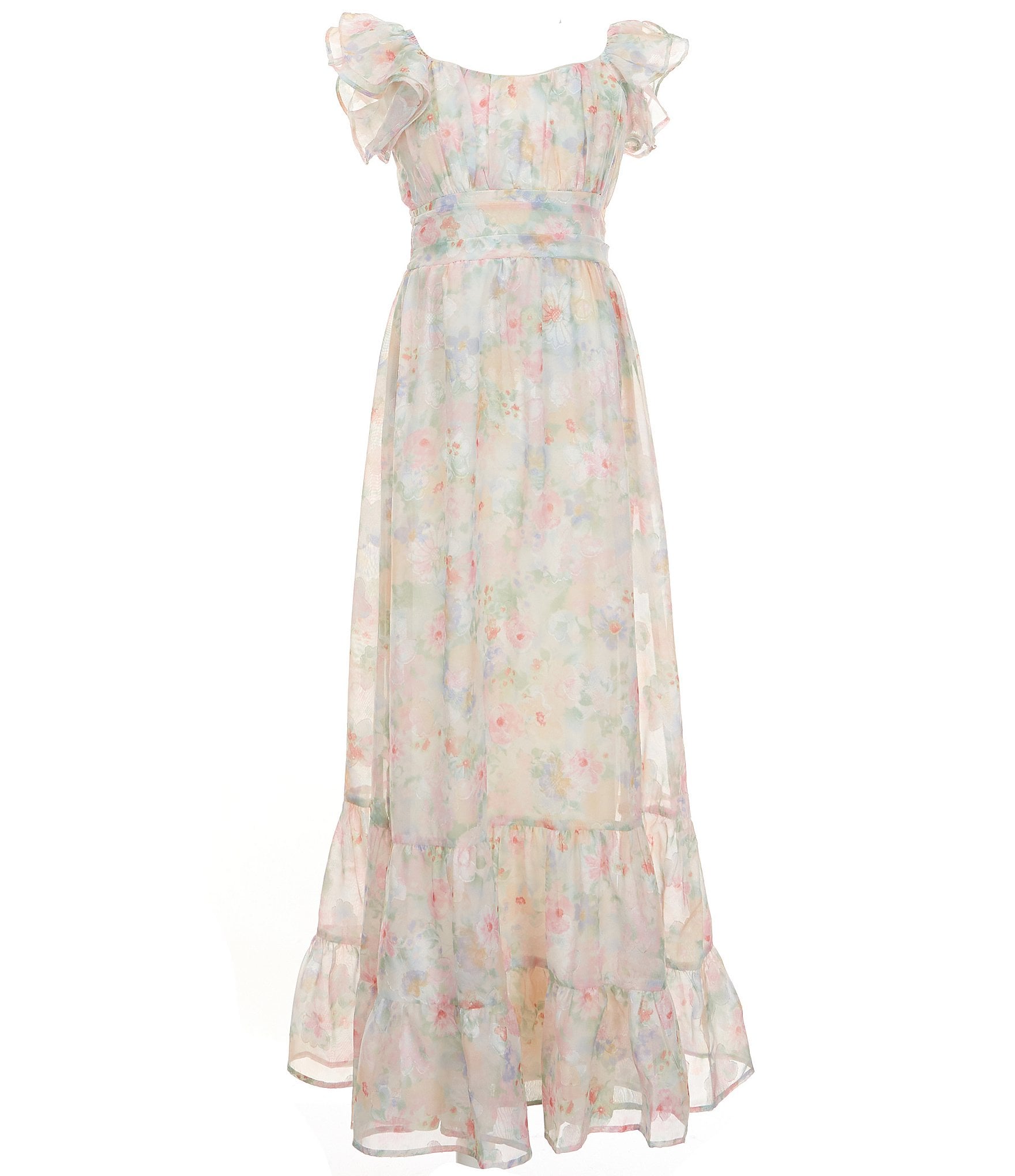 Allison & Kelly Big Girls 7-16 Cap-Sleeve Floral-Burnout Allison & Kelly Big Girls 7-16 Cap-Sleeve Floral-Burnout