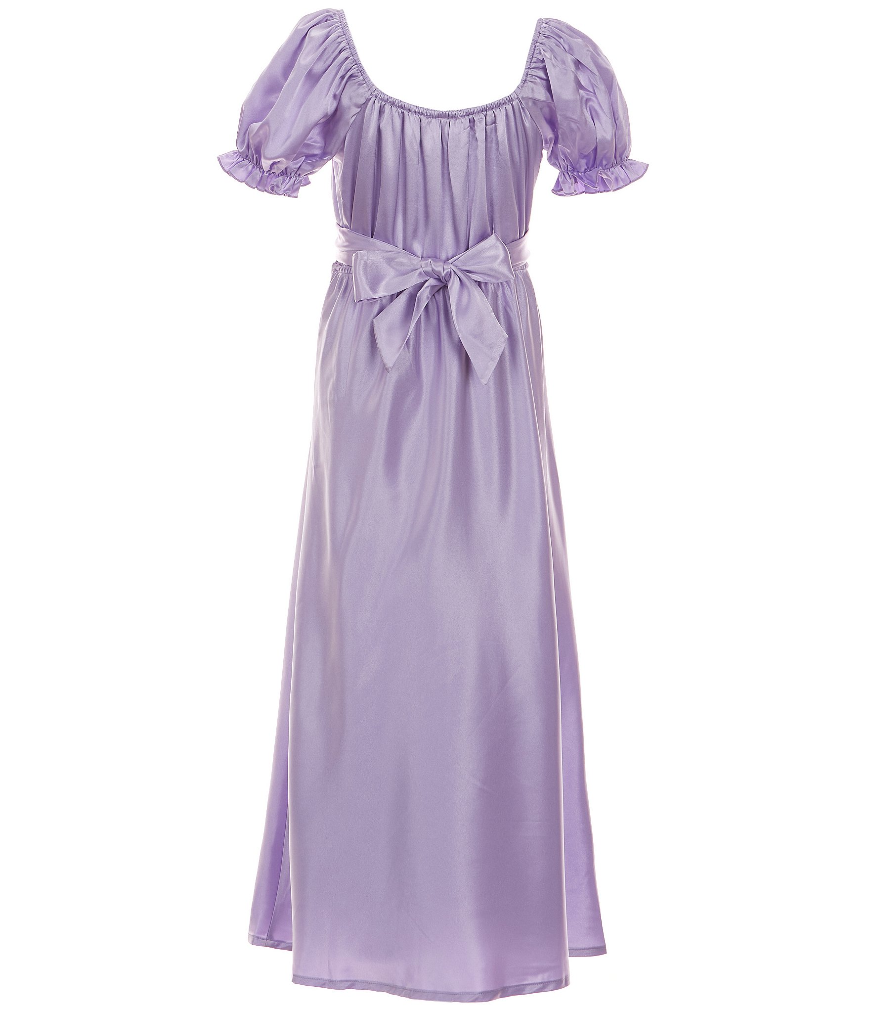 Allison & Kelly Big Girls 7-16 Puffed-Sleeve Cross-Front-Detailed Long Satin Dress