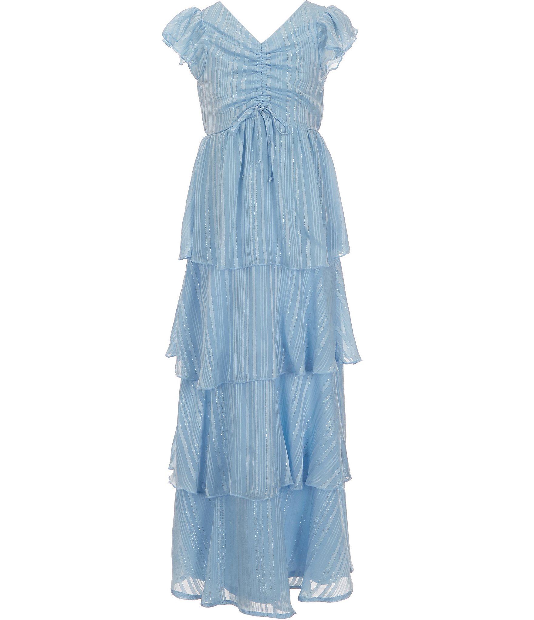 Allison & Kelly Big Girls 7-16 Short Sleeve Lurex Tiered