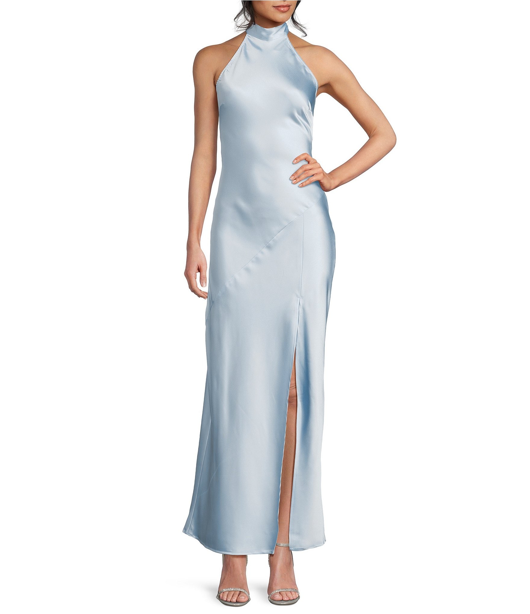 sachin and babi light blue dress Women's Designer Blue Halter Neck Dresses