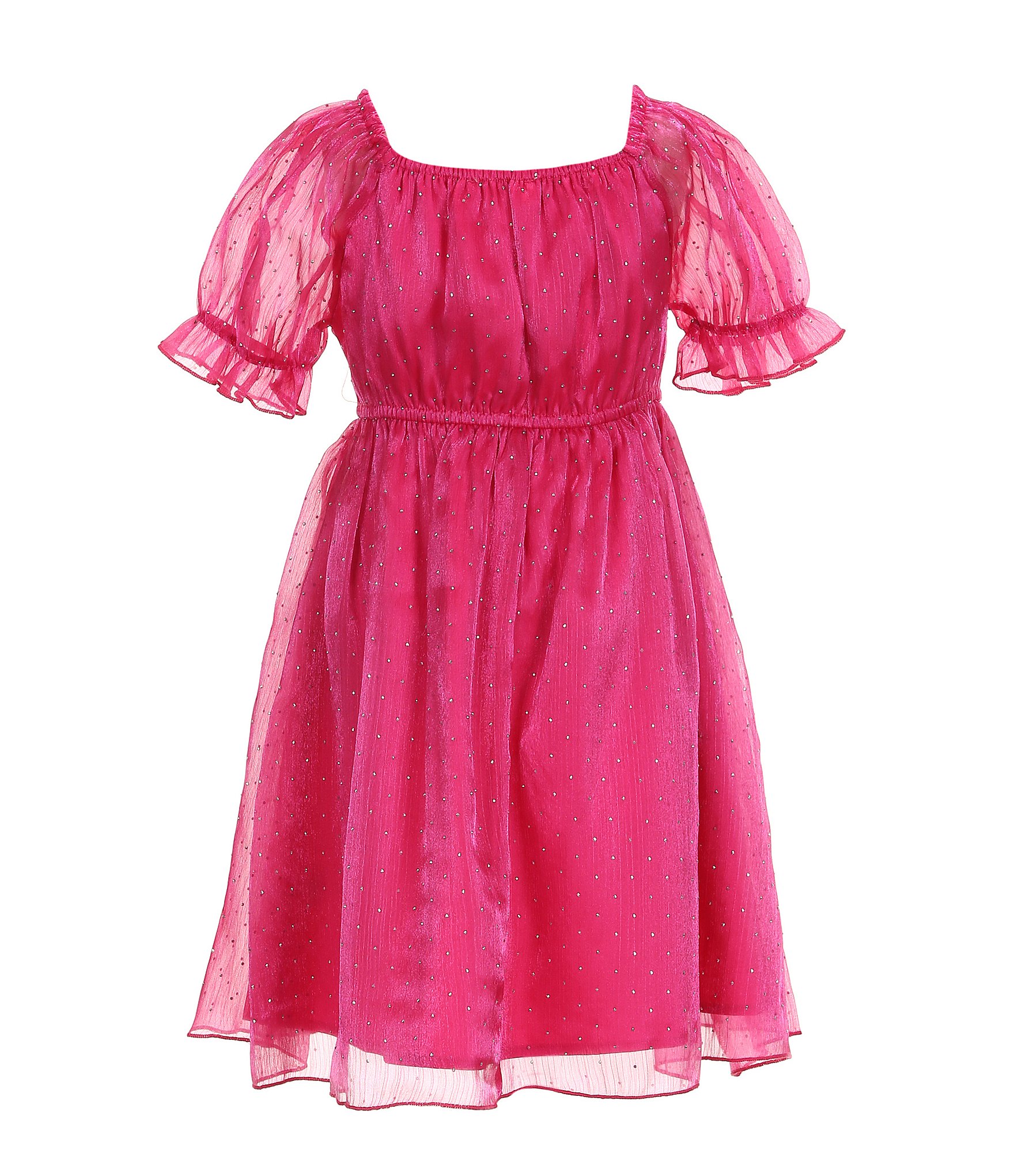 Allison & Kelly Little Girls 4-6X Puffed Sleeve Rhinestone-Embellished Fit & Flare Dress