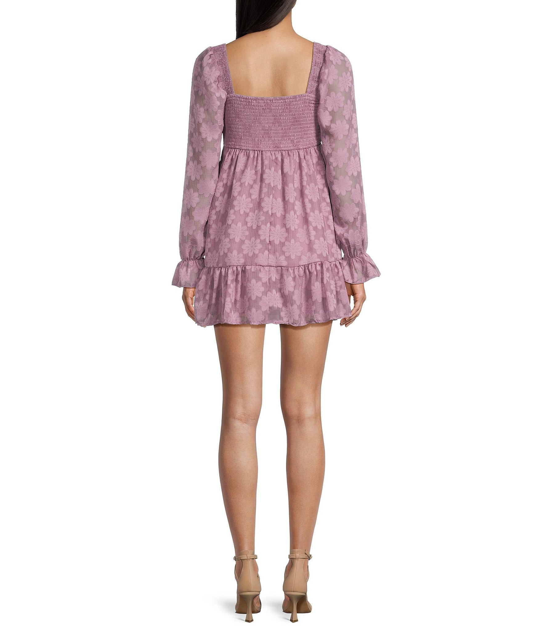 Allison & Kelly Long Sleeve Jacquard Smock Dress