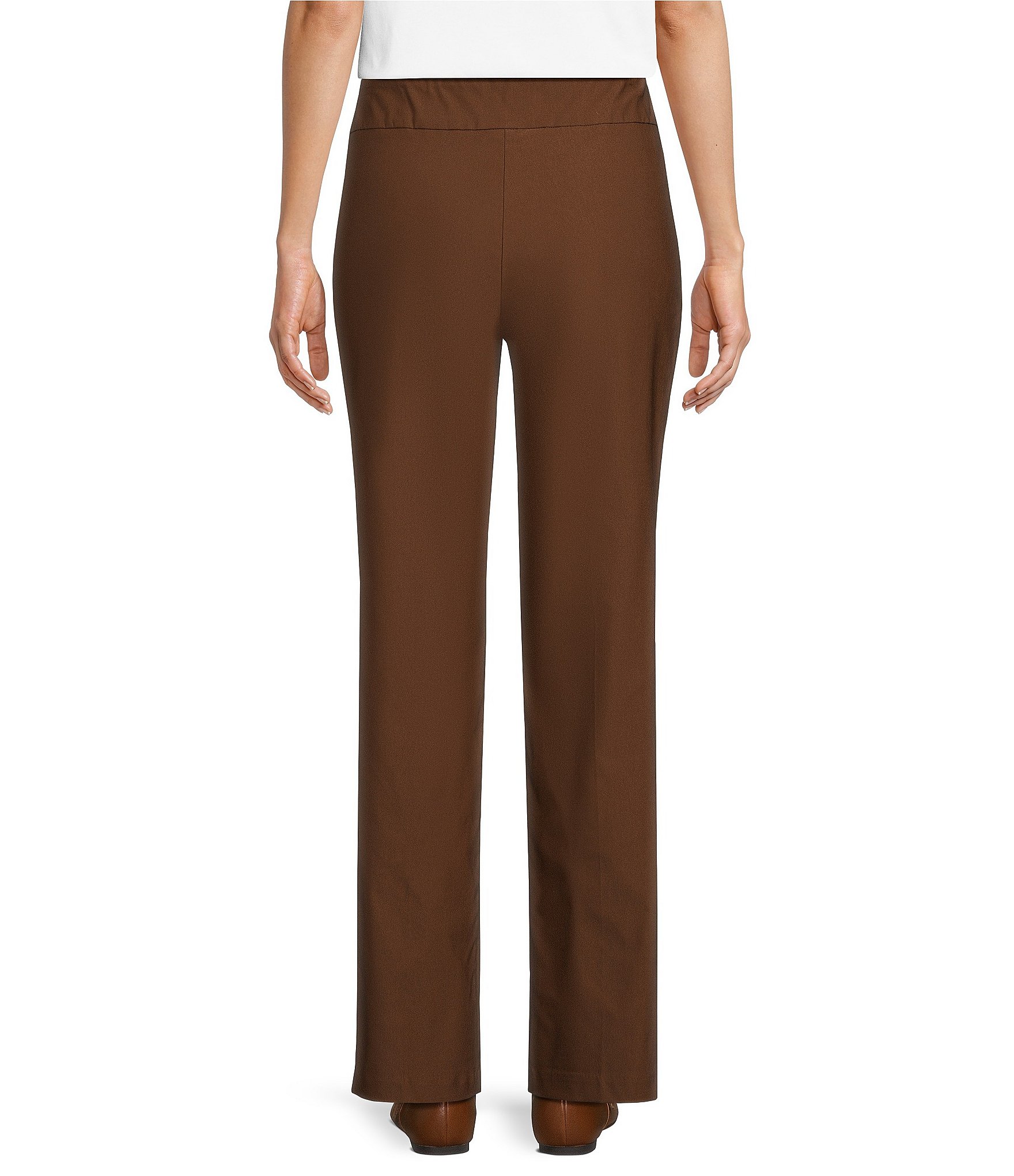 Allison Daley Brown Tiramisu Stretch Pull On Straight Leg Pants