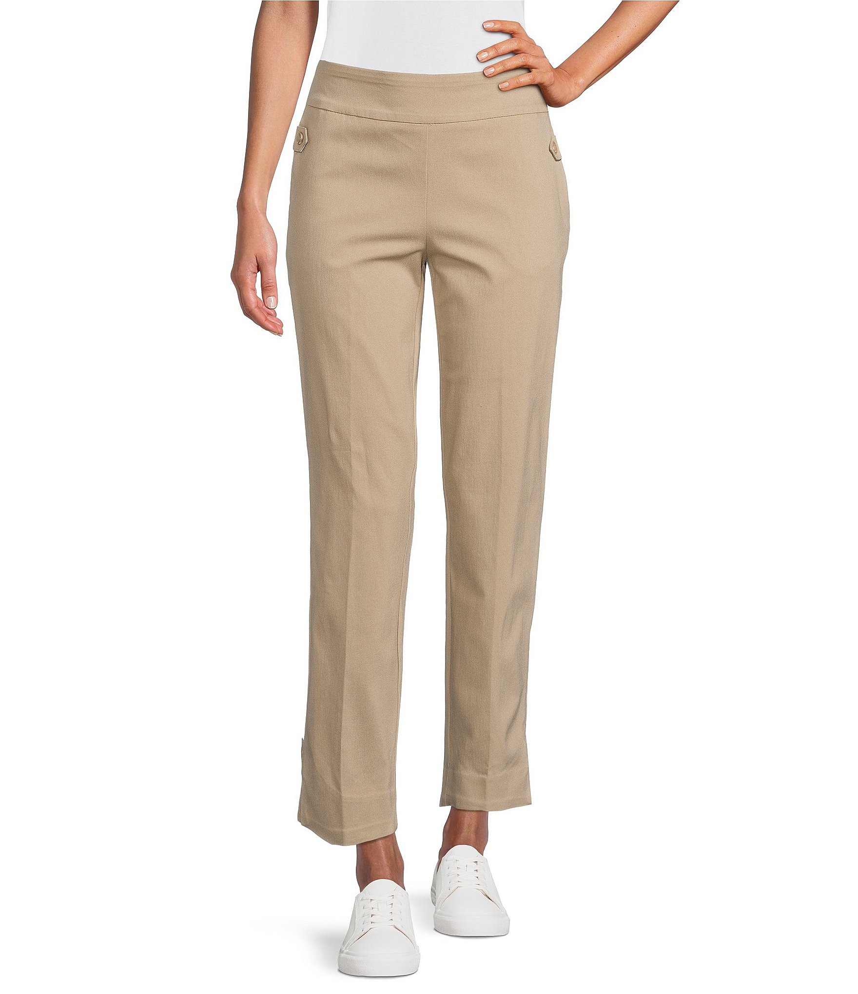 Allison Daley Button Tab Pocket Pull-On Straight Leg Ankle Pants ...