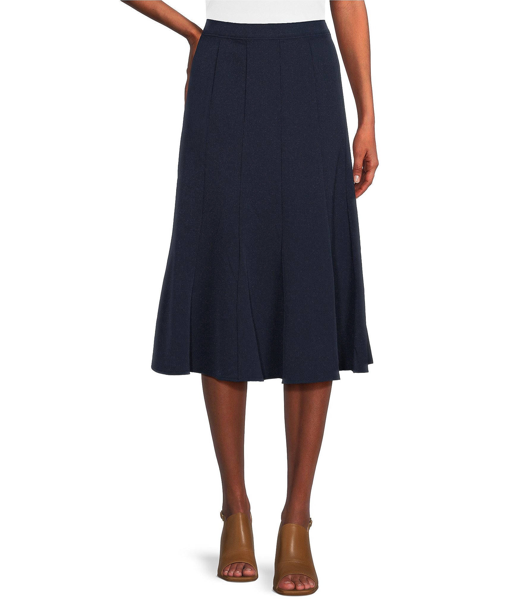 Calvin Klein Notch Lapel Long Sleeve One Button Jacket & High Rise Luxe  Stretch Pencil Skirt | Dillard's