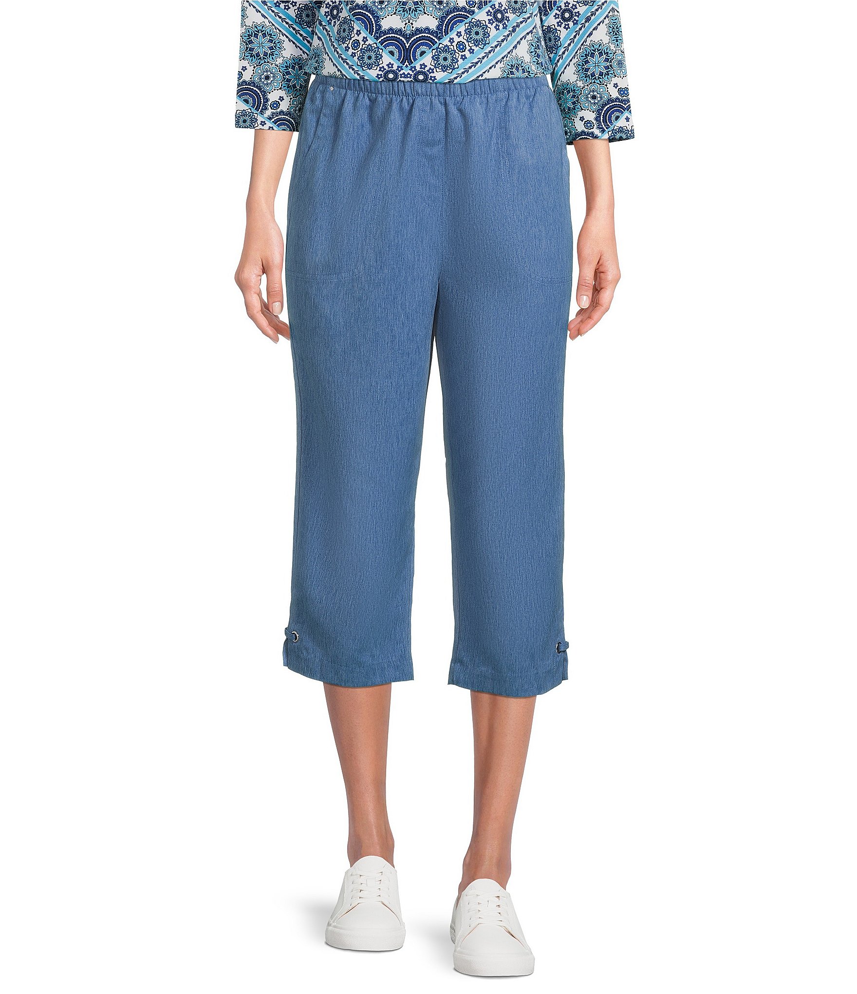 Allison Daley Heathered Twill Wide Leg Capri Pants | Dillard's