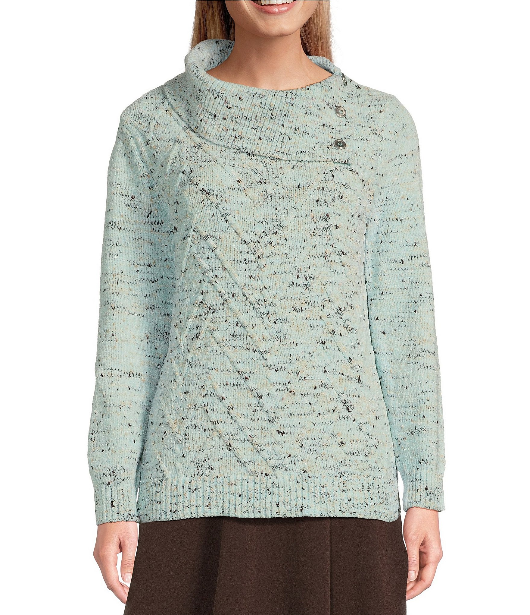 Allison Daley Long Sleeve Split Cowl Neck Sweater