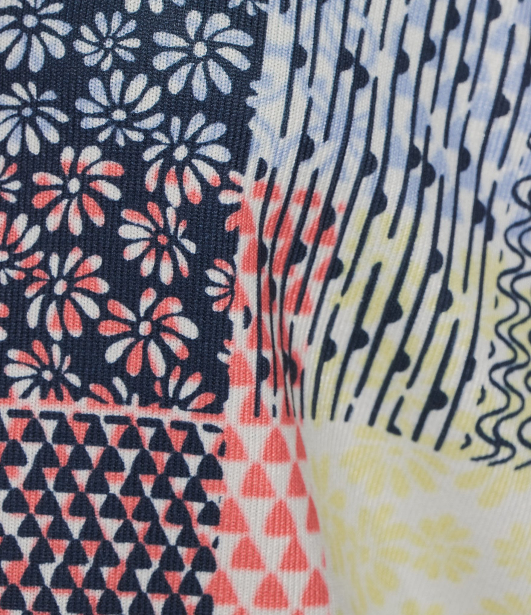 Allison Daley Patchwork Print 3/4 Sleeve Point Collar Button Front Shirt