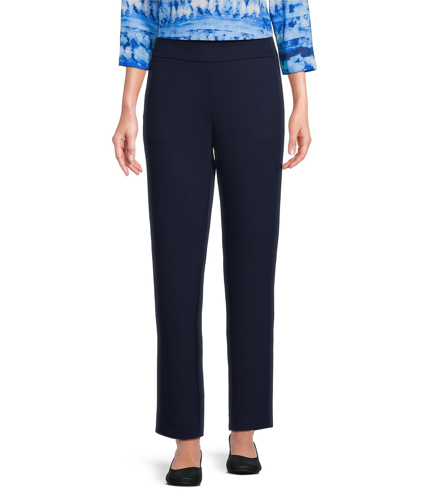 Allison Daley Petite Size Pull-On Straight Leg Ponte Pants | Dillard's