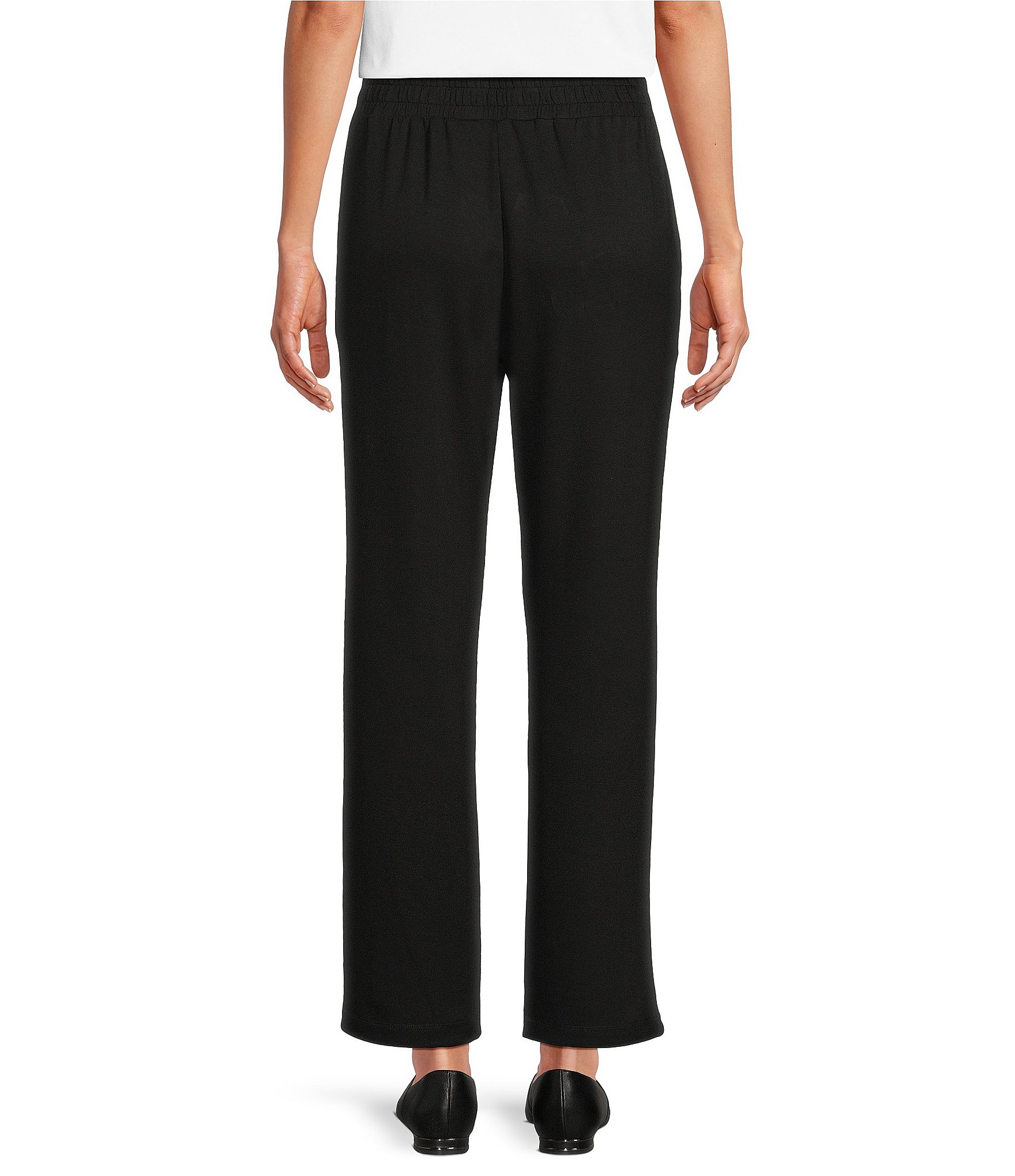 Allison Daley Petite Size Pull-On Waist Straight Leg Knit Pants
