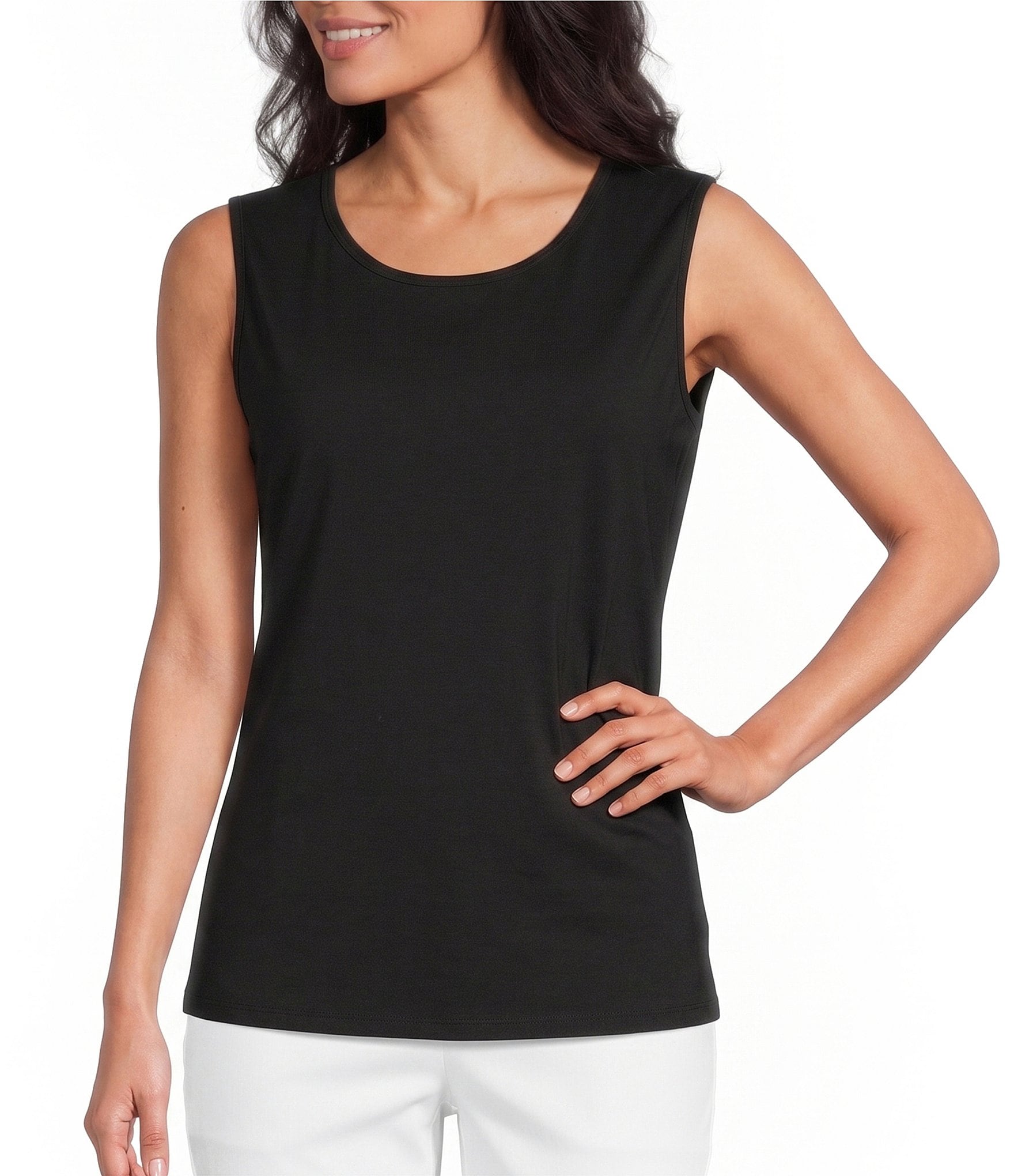 Allison Daley Petite Size Sleeveless Crew Neck Knit Tank