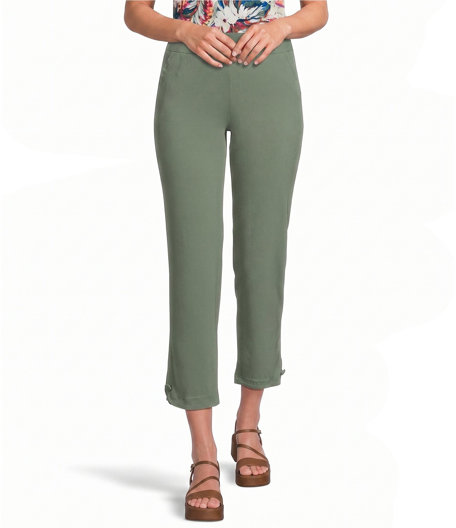 Allison Daley Petite Size Stretch Pull-On Straight Leg Crop Pants