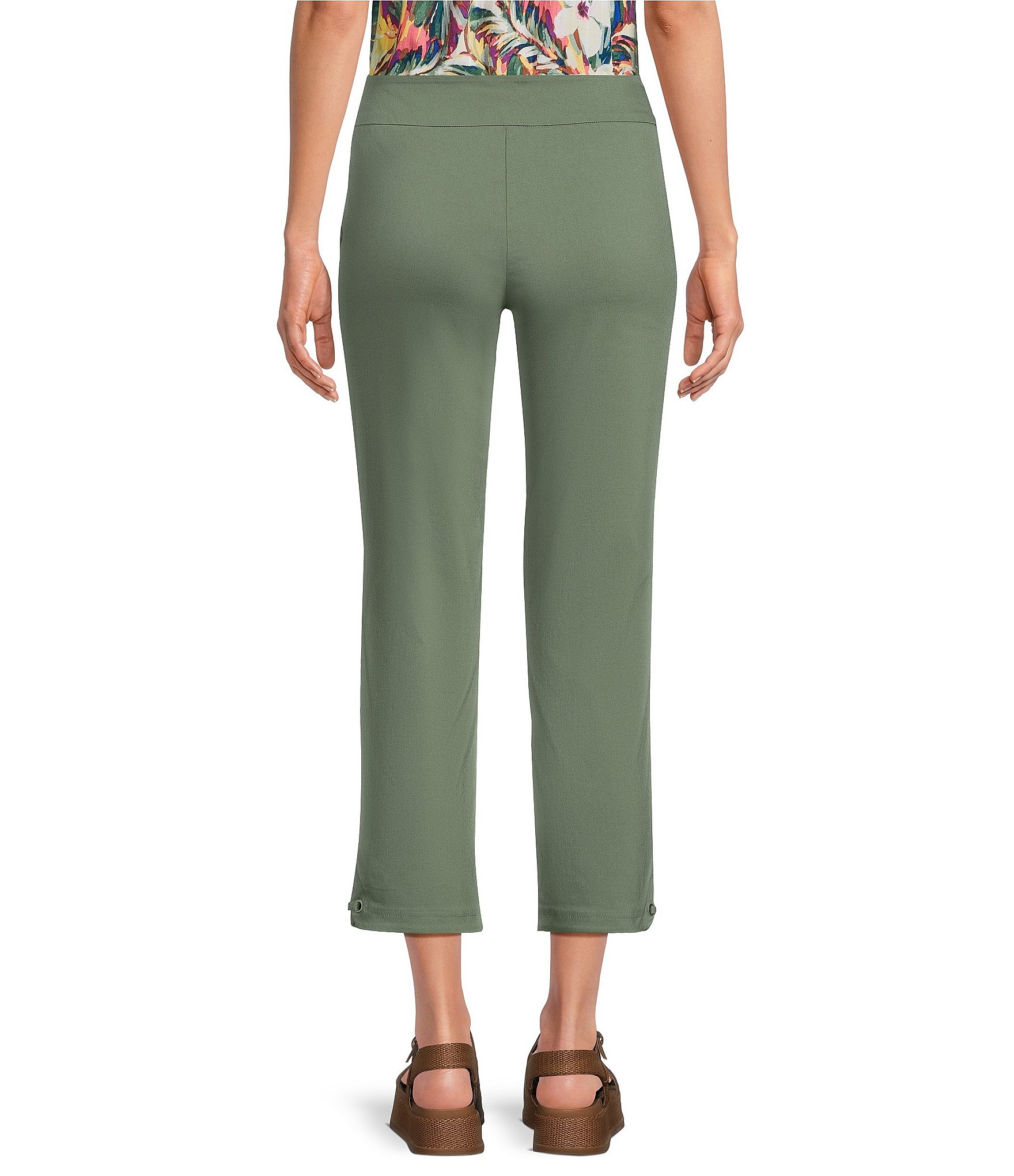Allison Daley Petite Size Stretch Pull-On Straight Leg Crop Pants