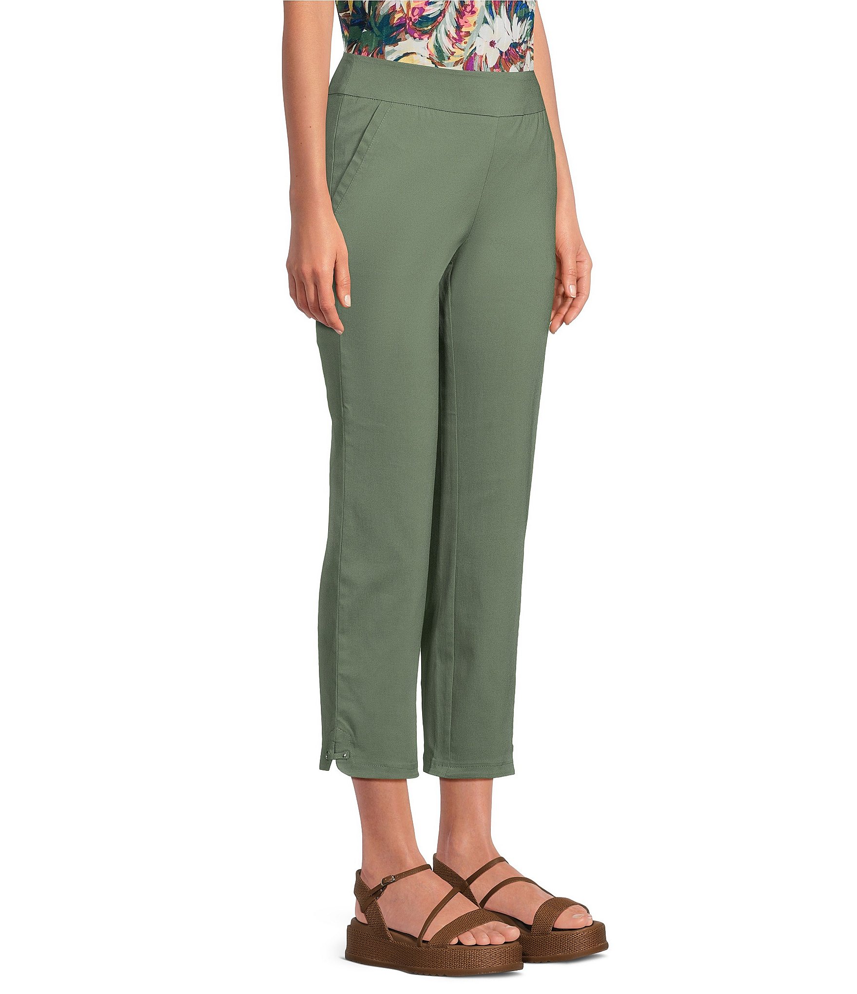 Allison Daley Petite Size Stretch Pull-On Straight Leg Crop Pants