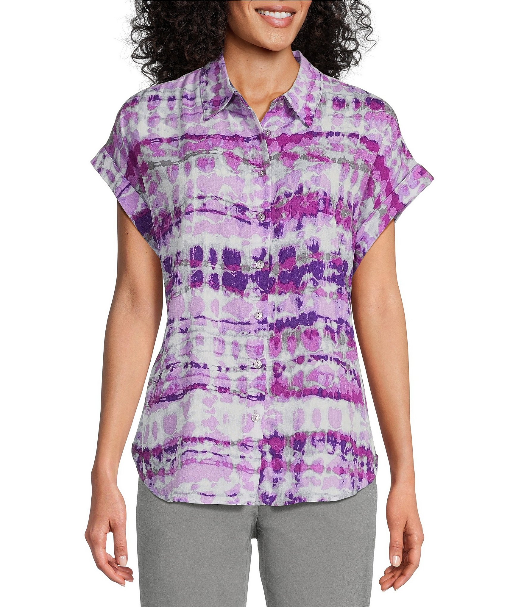 Women's (S) Purple Tie Dye Short Sleeve Shirt