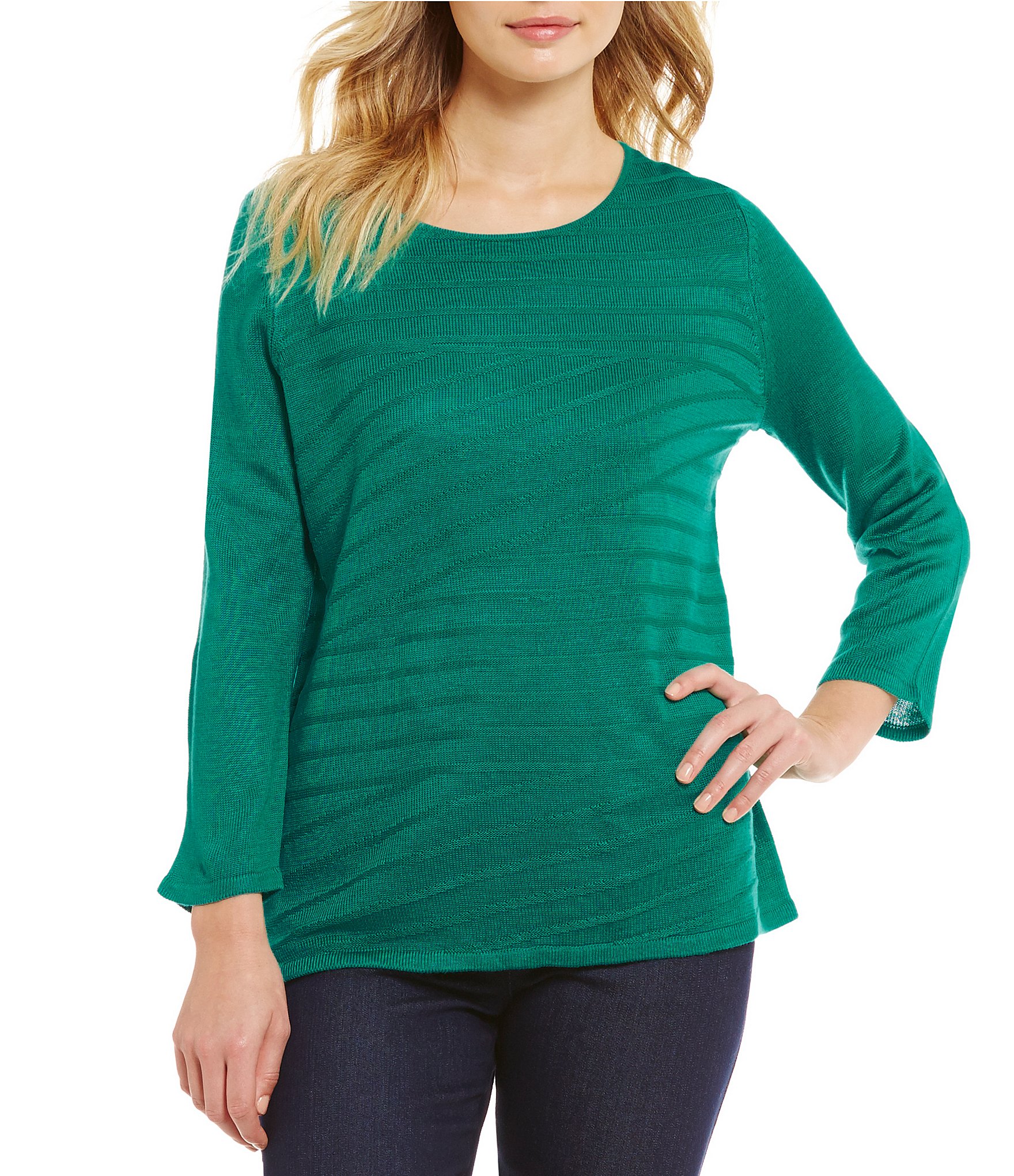 Allison Daley Petite Wide Crew Neck Pullover | Dillards