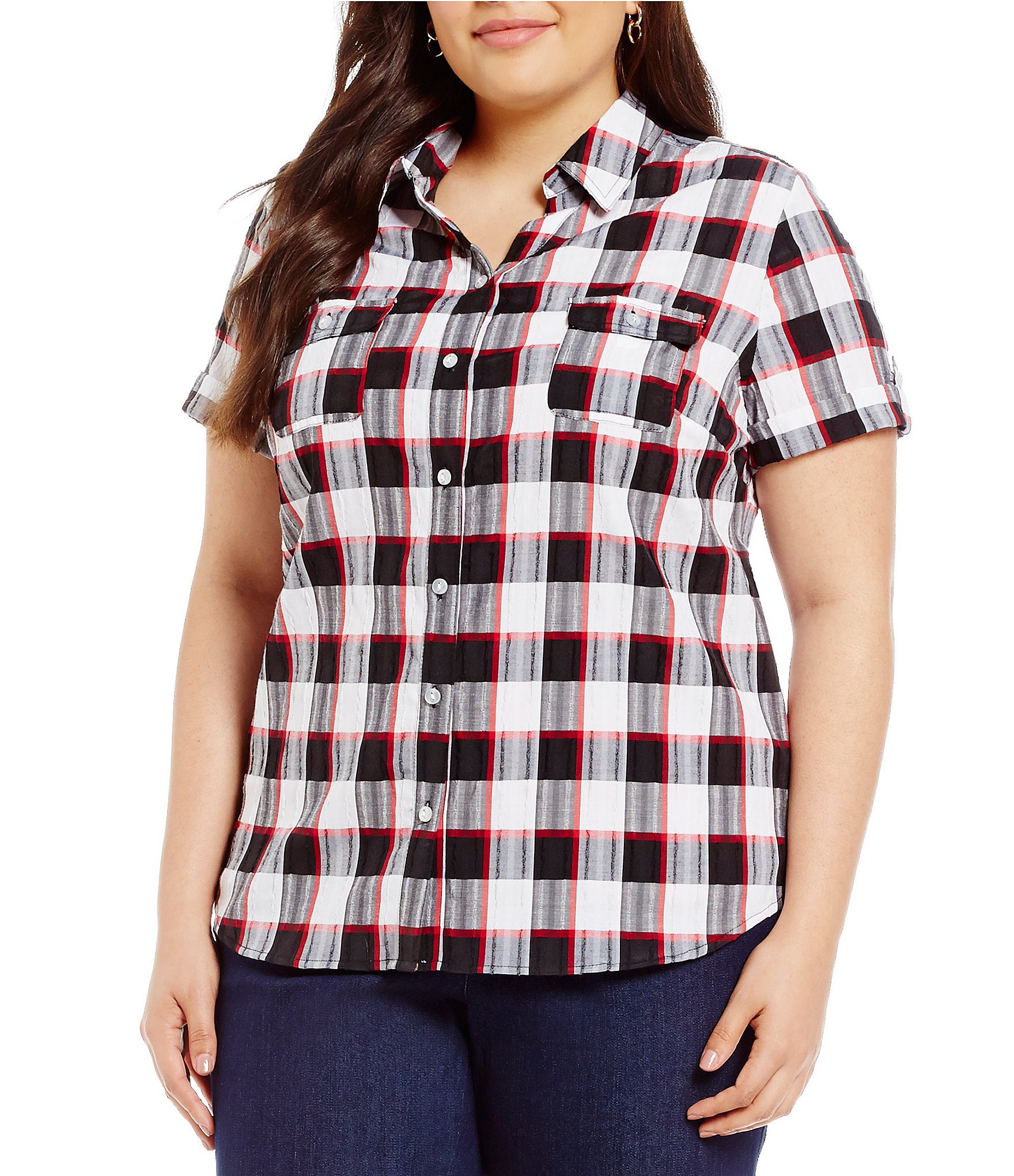 Allison Daley Plus Plaid Button-Front Shirt | Dillards