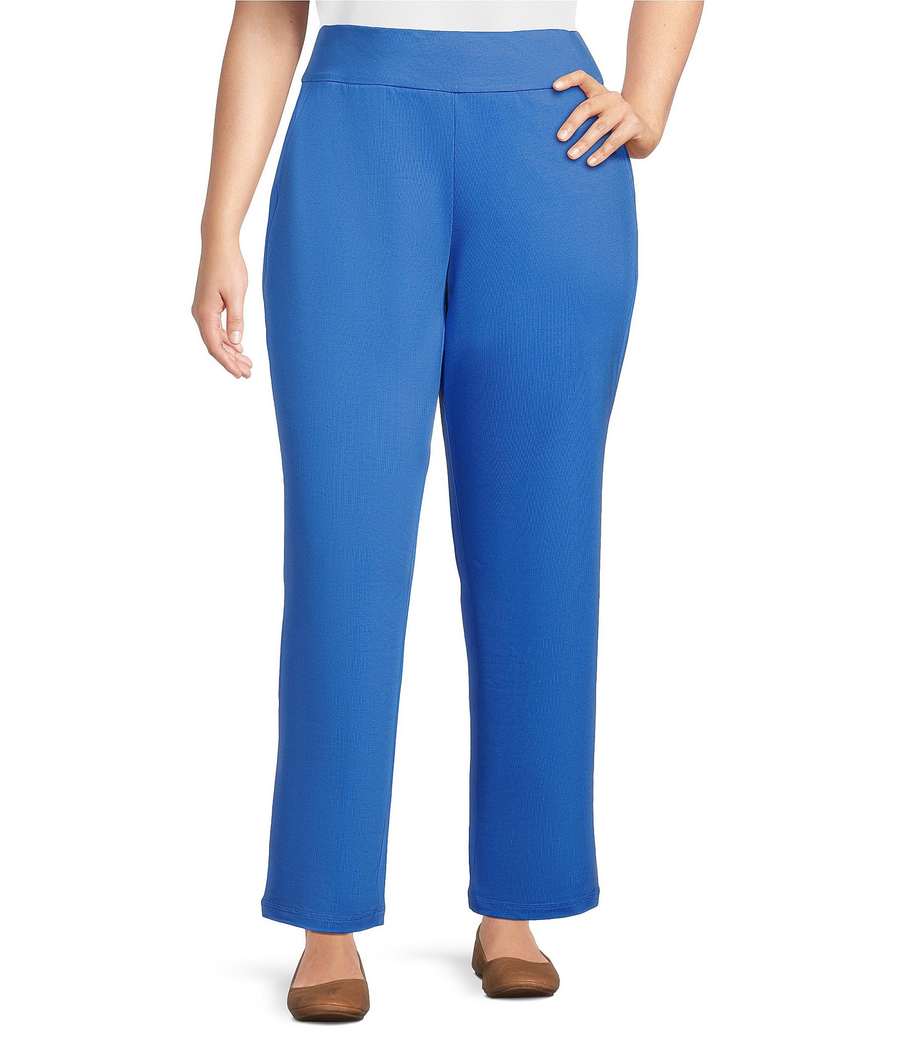 Allison Daley Plus Size Stretch Pull-On Straight Leg Pants