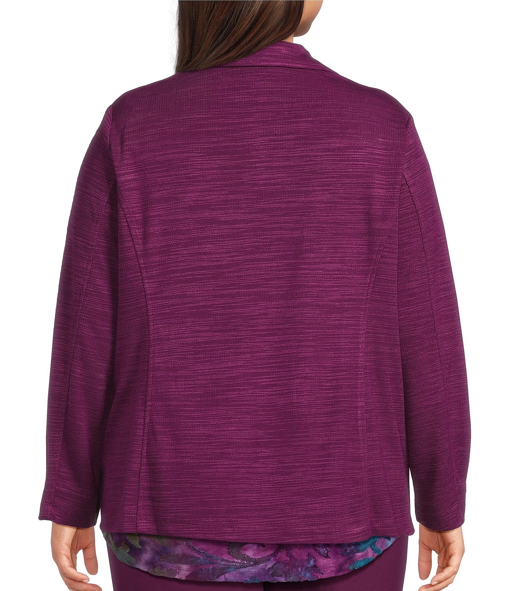 Allison Daley Plus Size Long Sleeve Open Front Notch Lapel Blazer Cardigan