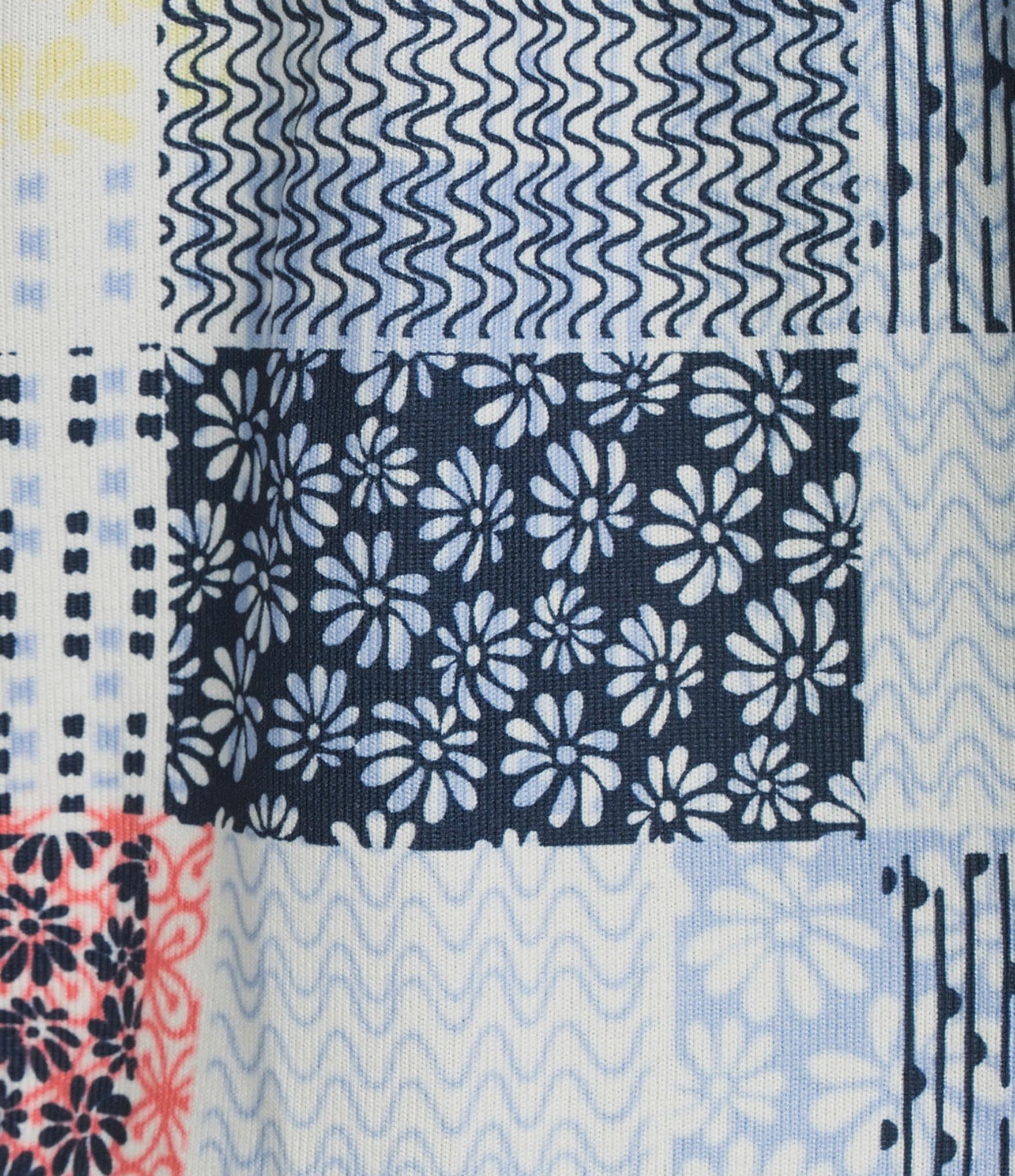 Allison Daley Plus Size Patchwork Print 3/4 Sleeve Point Collar Button Front Shirt