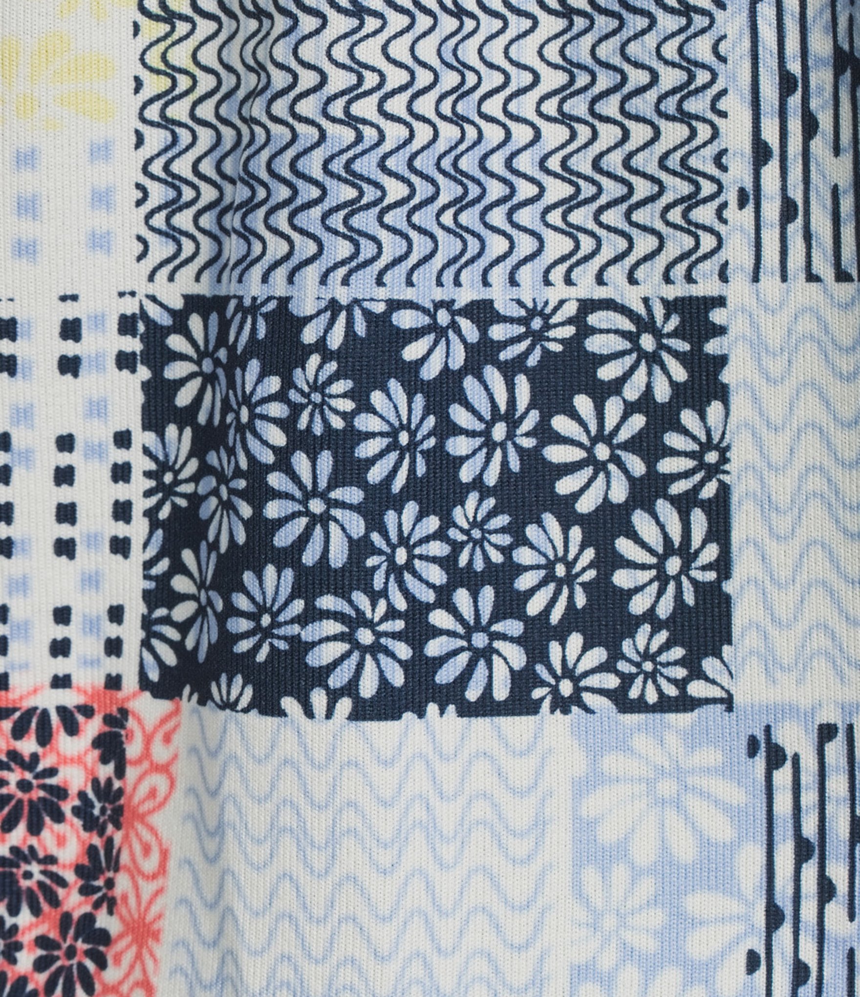 Allison Daley Plus Size Patchwork Print 3/4 Sleeve Point Collar Button Front Shirt