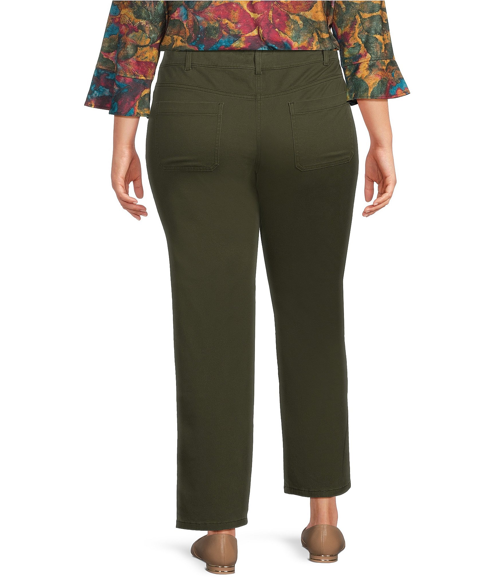 Allison Daley Plus Size Straight Leg Pull-On Chino Pants