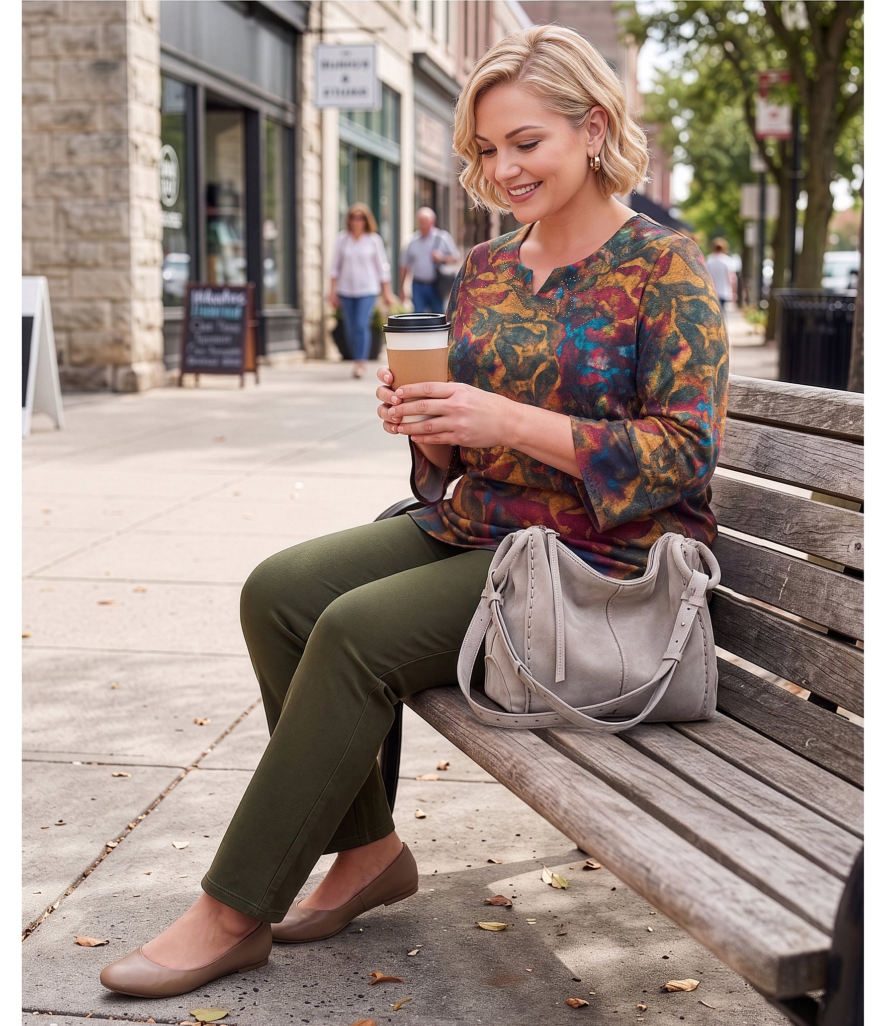 Allison Daley Plus Size Straight Leg Pull-On Chino Pants