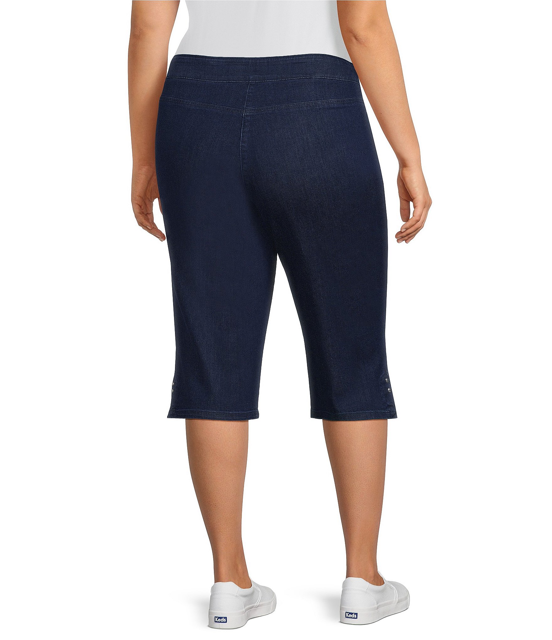 Allison Daley Plus Size Stretch Denim Pull-On Skimmer Pants