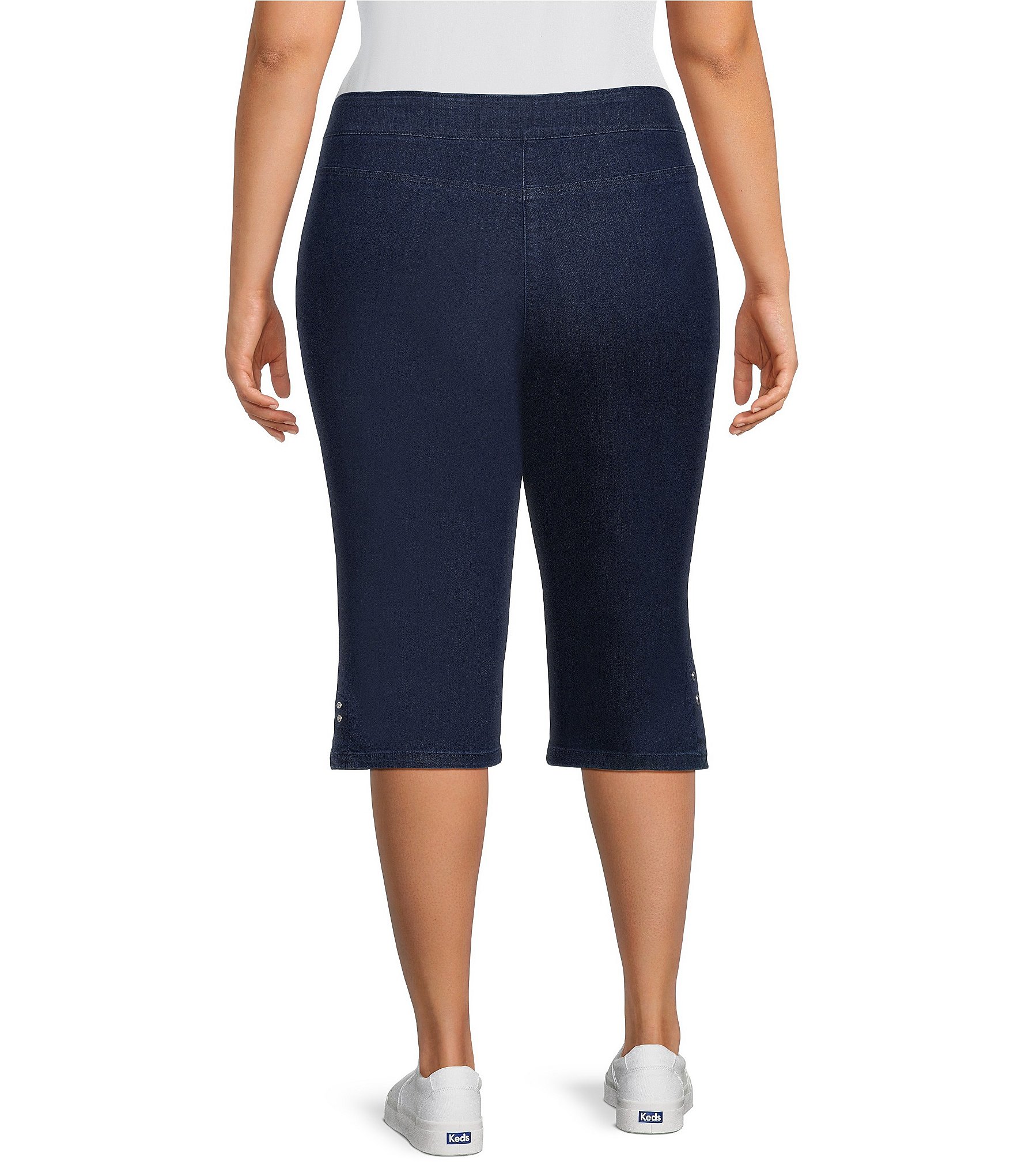 Allison Daley Plus Size Stretch Denim Pull-On Skimmer Pants