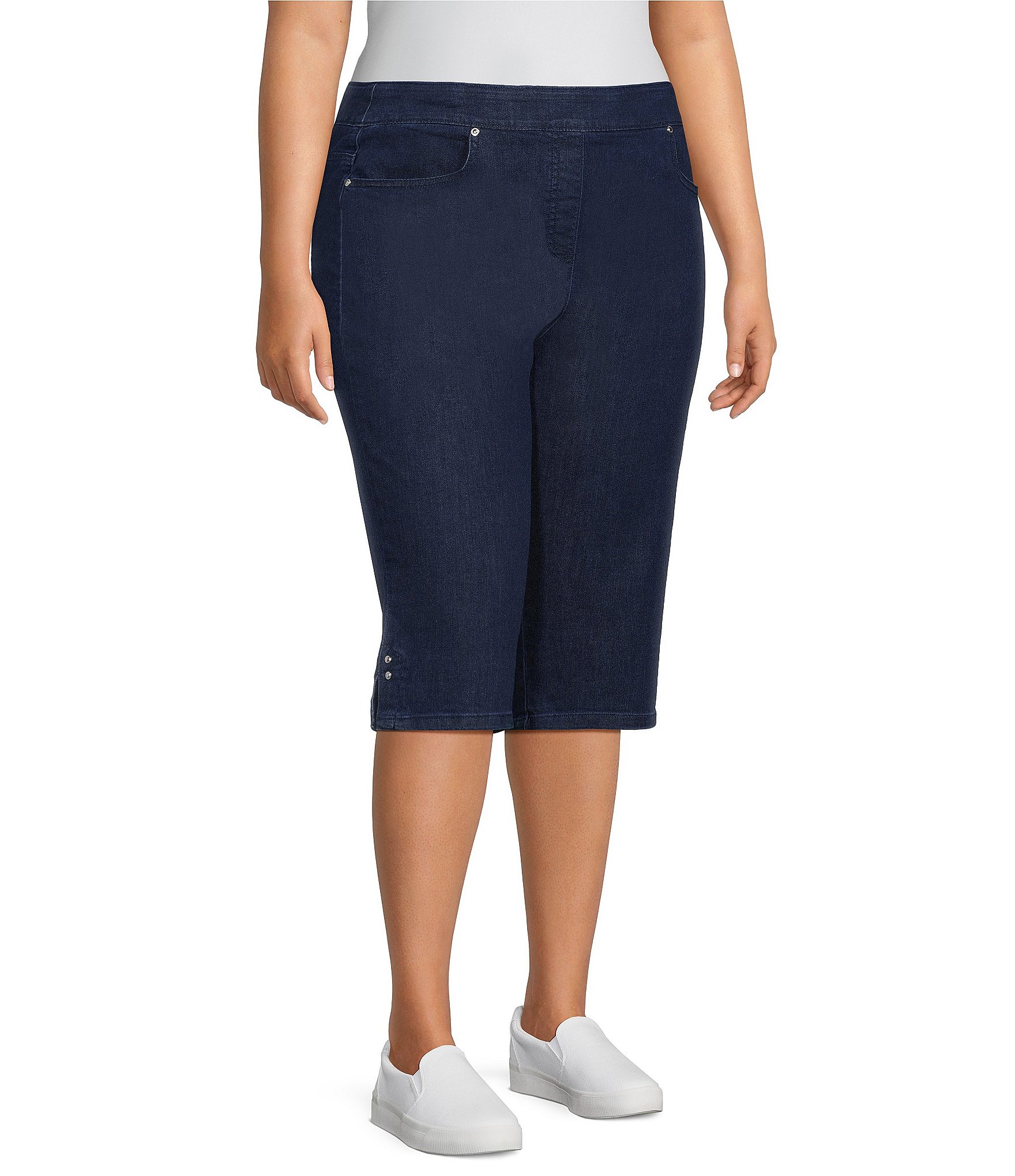 Allison Daley Plus Size Stretch Denim Pull-On Skimmer Pants