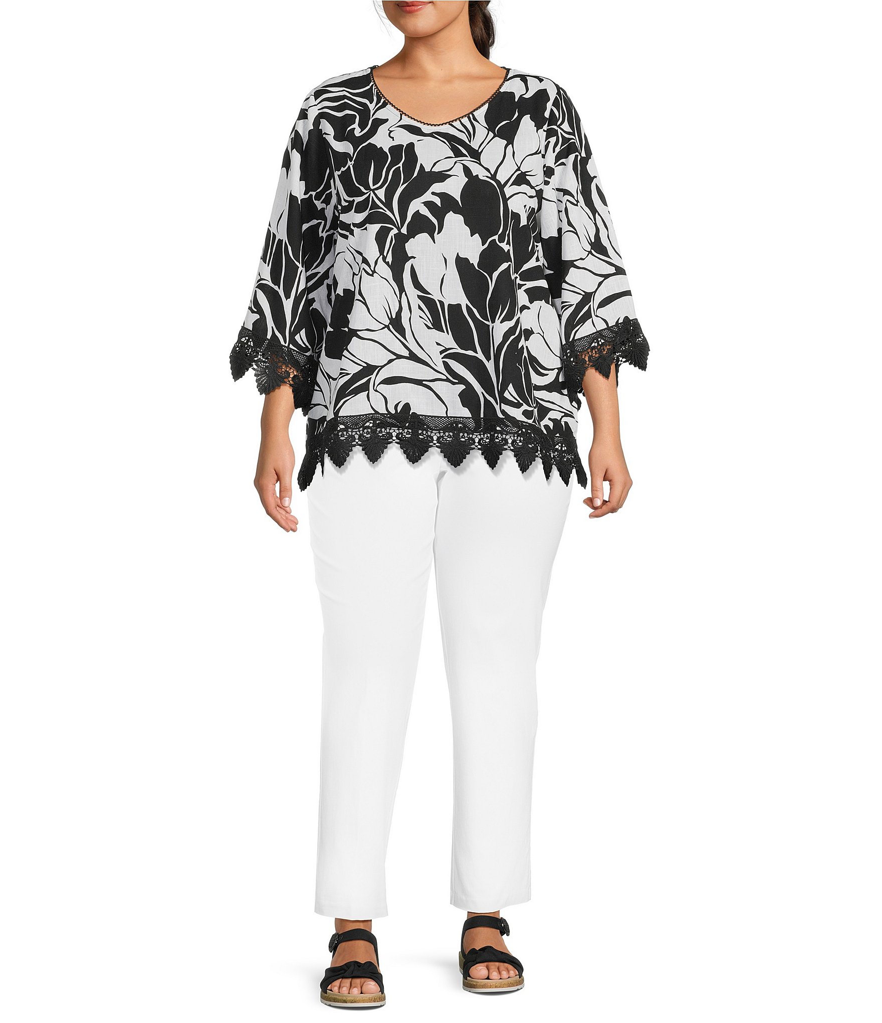 Allison Daley Plus Size Stretch Pull-On Straight Leg Pants