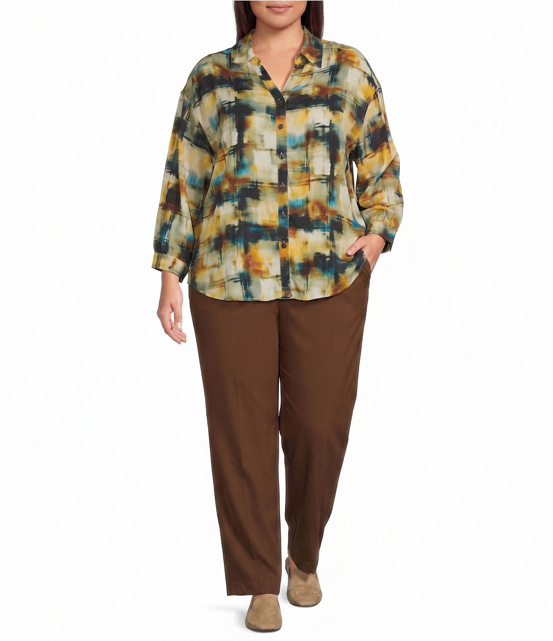 Allison Daley Plus Size Stretch Pull-On Straight Leg Pants