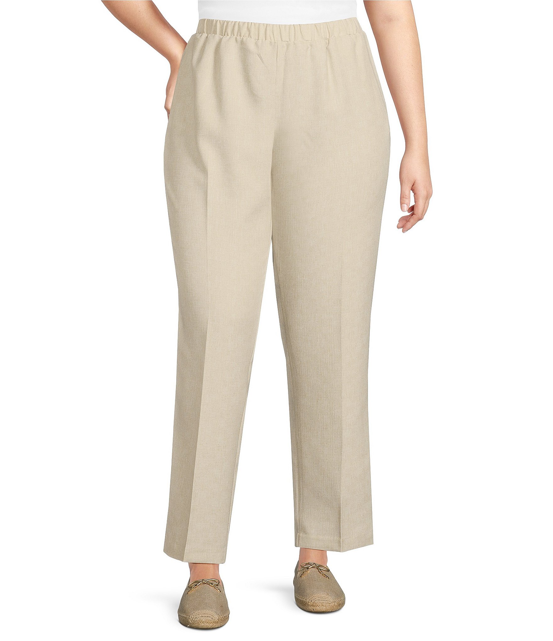 Allison Daley City Stretch Elastic Waist Straight Leg Pocketed Pull-On Pants