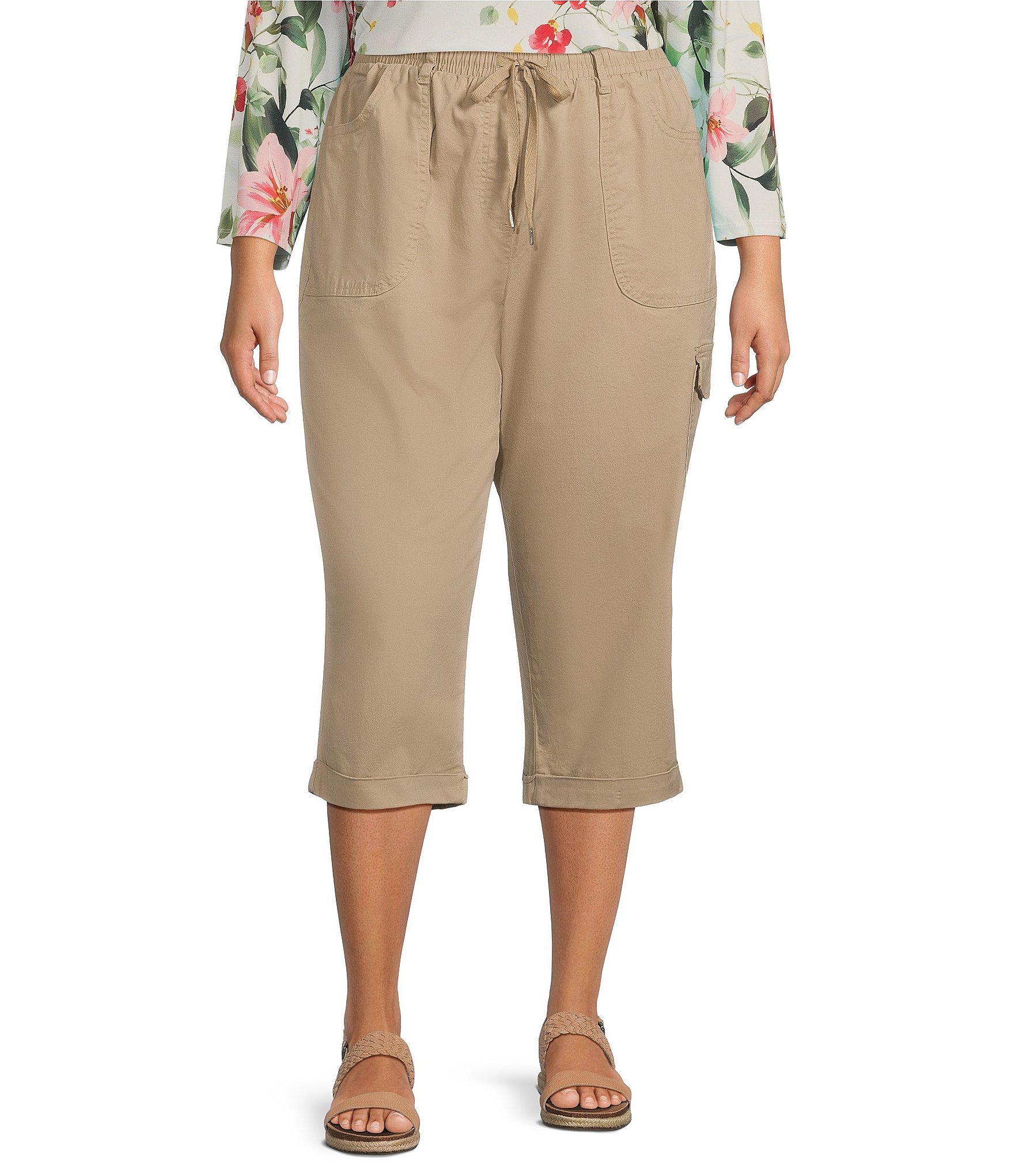 Allison Daley Plus Size Twill Cargo Capri Pants | Dillard's